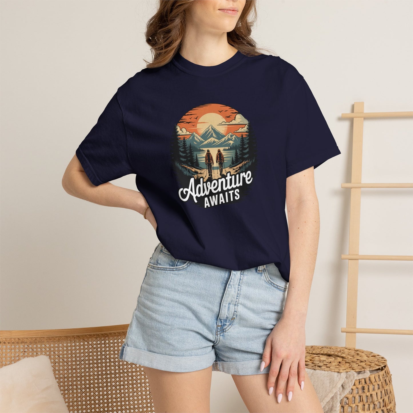Adventure Awaits T-Shirt — Vintage Mountain Camping Graphic Tee