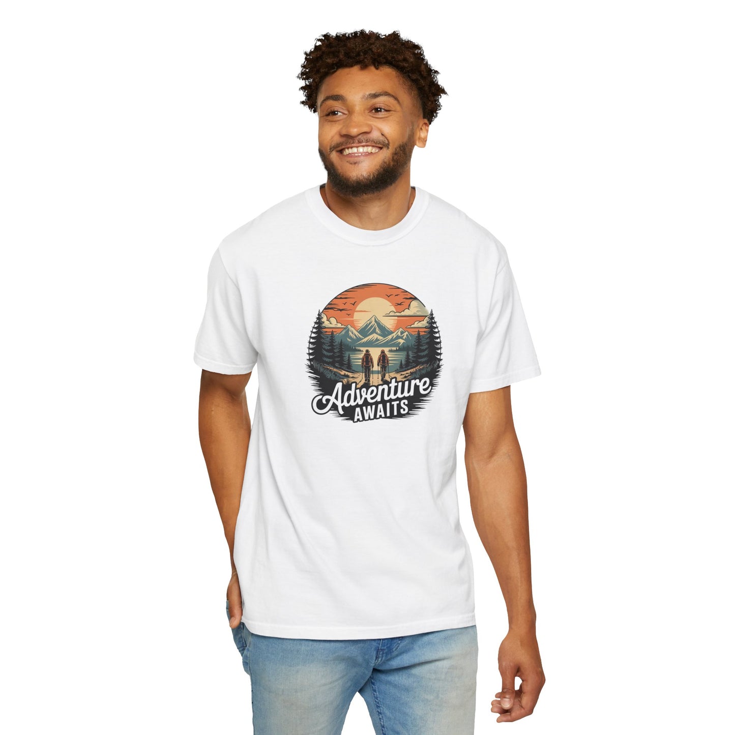 Adventure Awaits T-Shirt — Vintage Mountain Camping Graphic Tee