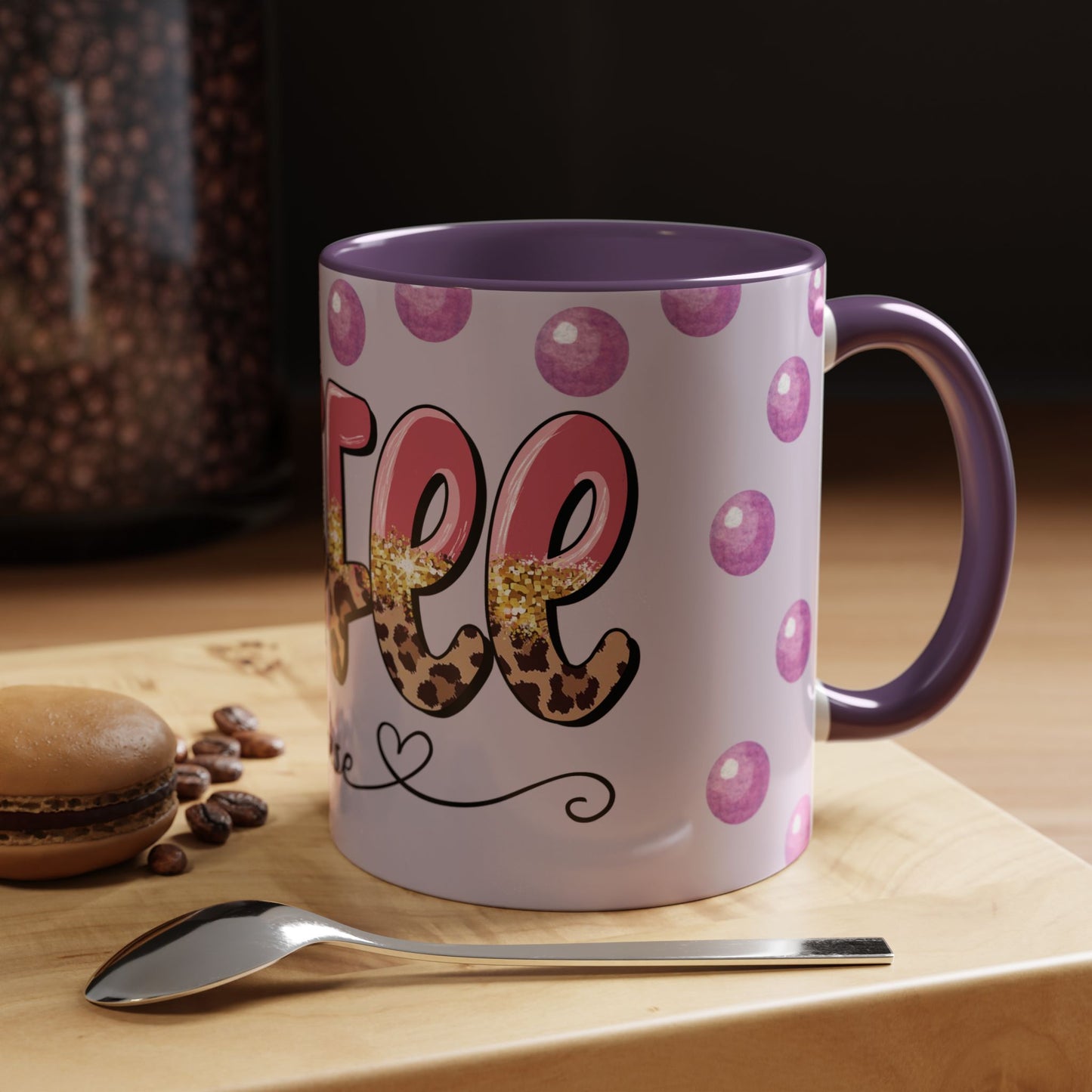 Coffee Mug - "Coffee Please" Pink Leopard Accent Ceramic Mug (11/15 oz)