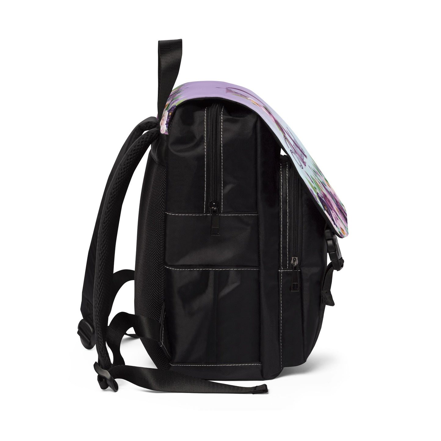 Custom Botanical Floral Backpack - Coquette Lavender & Midnight Rose Monogram Backpack
