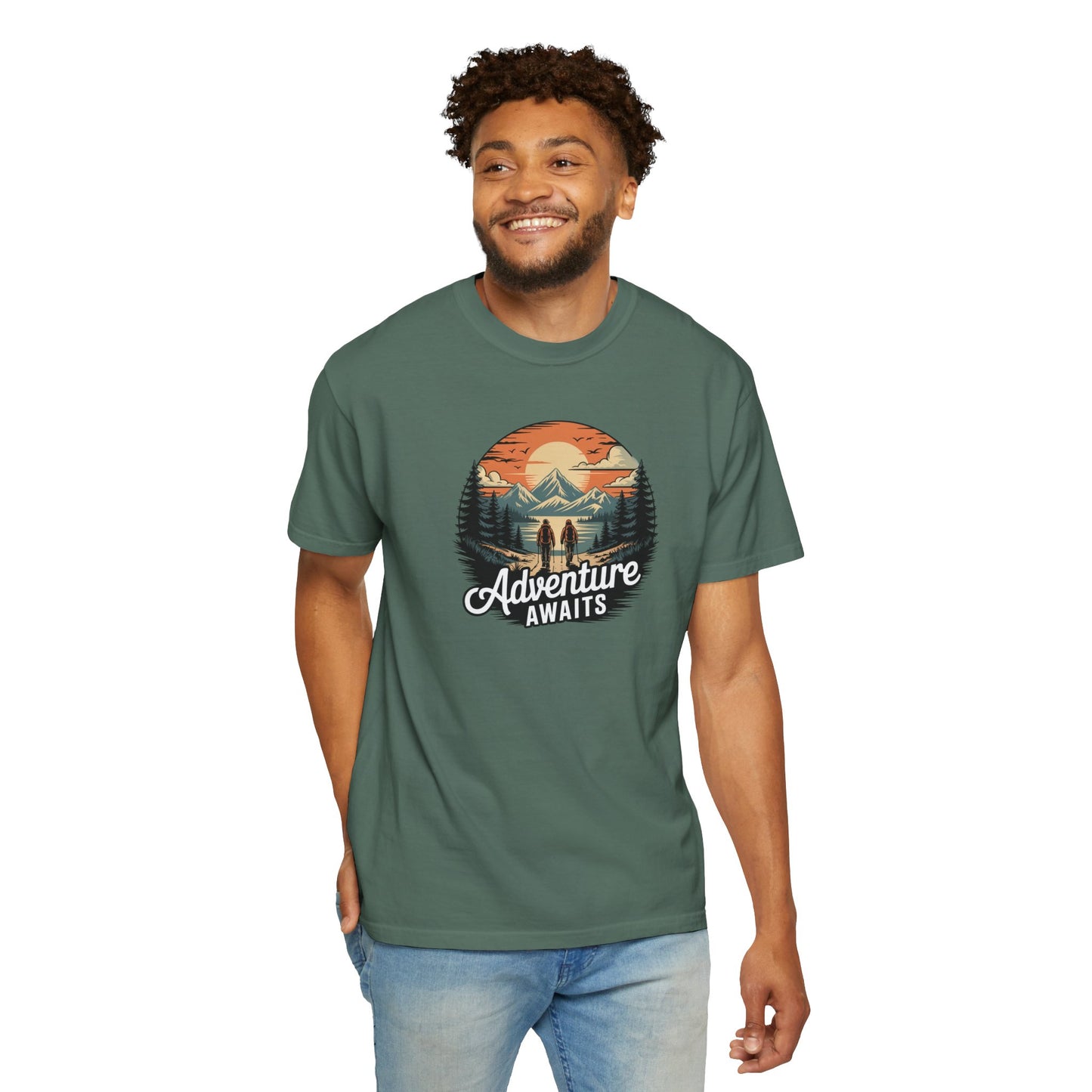 Adventure Awaits T-Shirt — Vintage Mountain Camping Graphic Tee