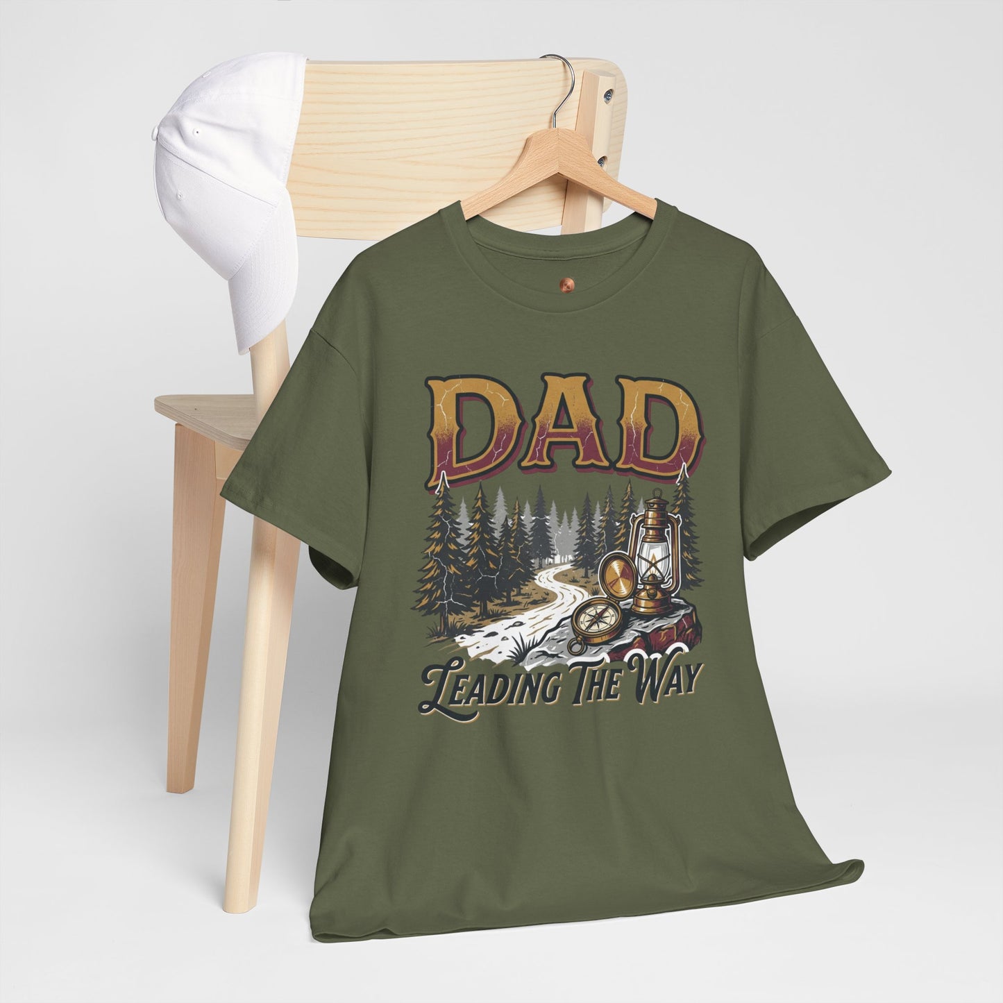 Dad Leading The Way T-Shirt - Vintage Hiking Father's Day Gift, Retro Mountain Adventure Tee for Outdoorsy Dads, Nature Trail Graphic Shirt