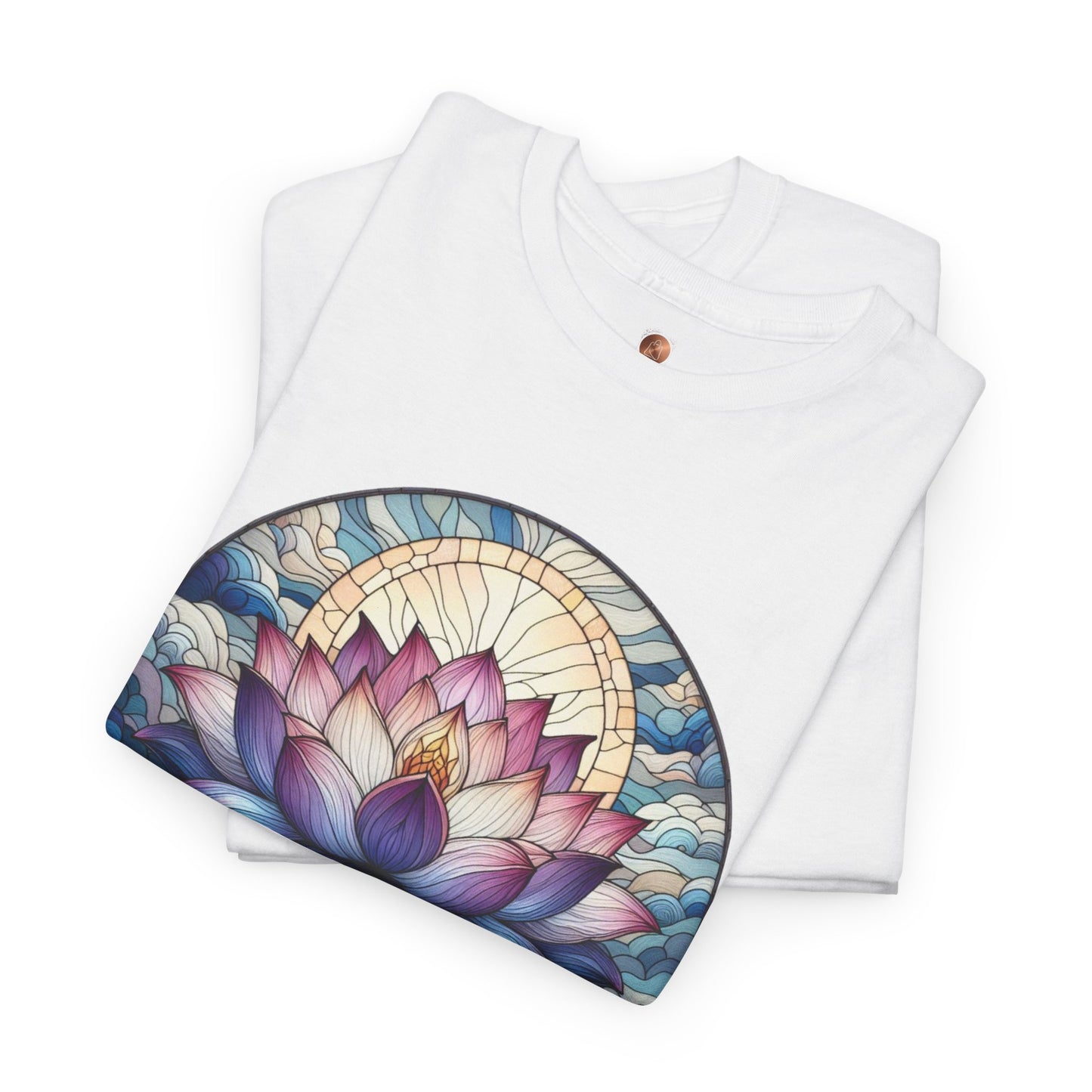 Stained Glass Lotus Flower T-Shirt - Zen Spiritual Graphic Tee - Boho Botanical Art Shirt