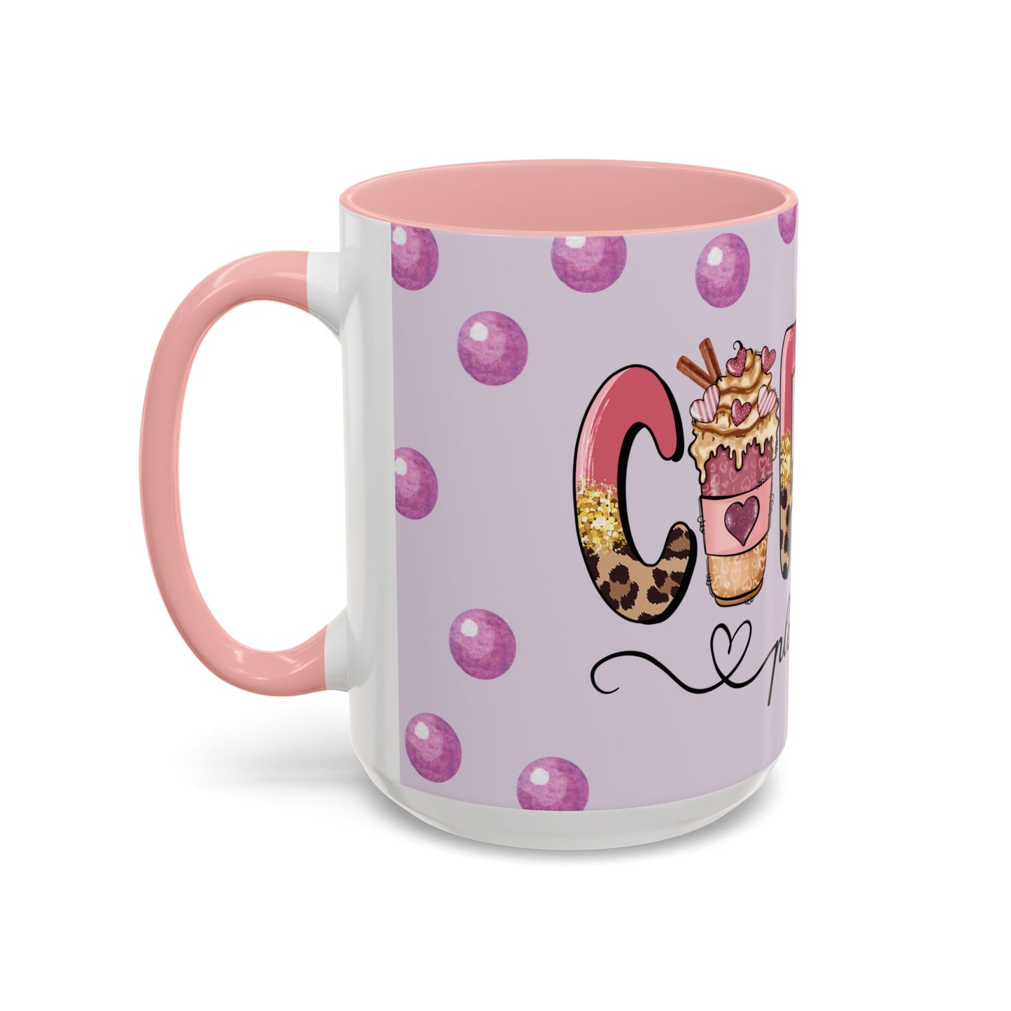 Coffee Mug - "Coffee Please" Pink Leopard Accent Ceramic Mug (11/15 oz)