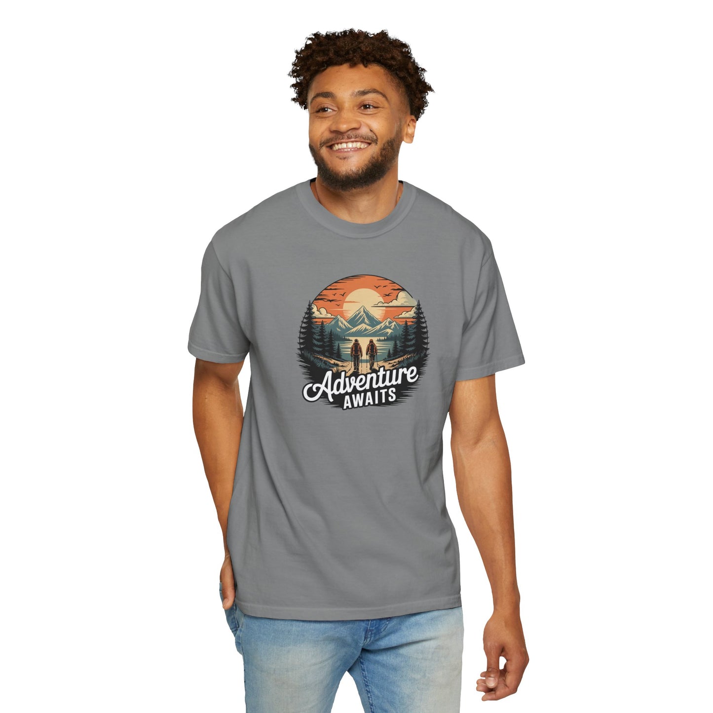 Adventure Awaits T-Shirt — Vintage Mountain Camping Graphic Tee