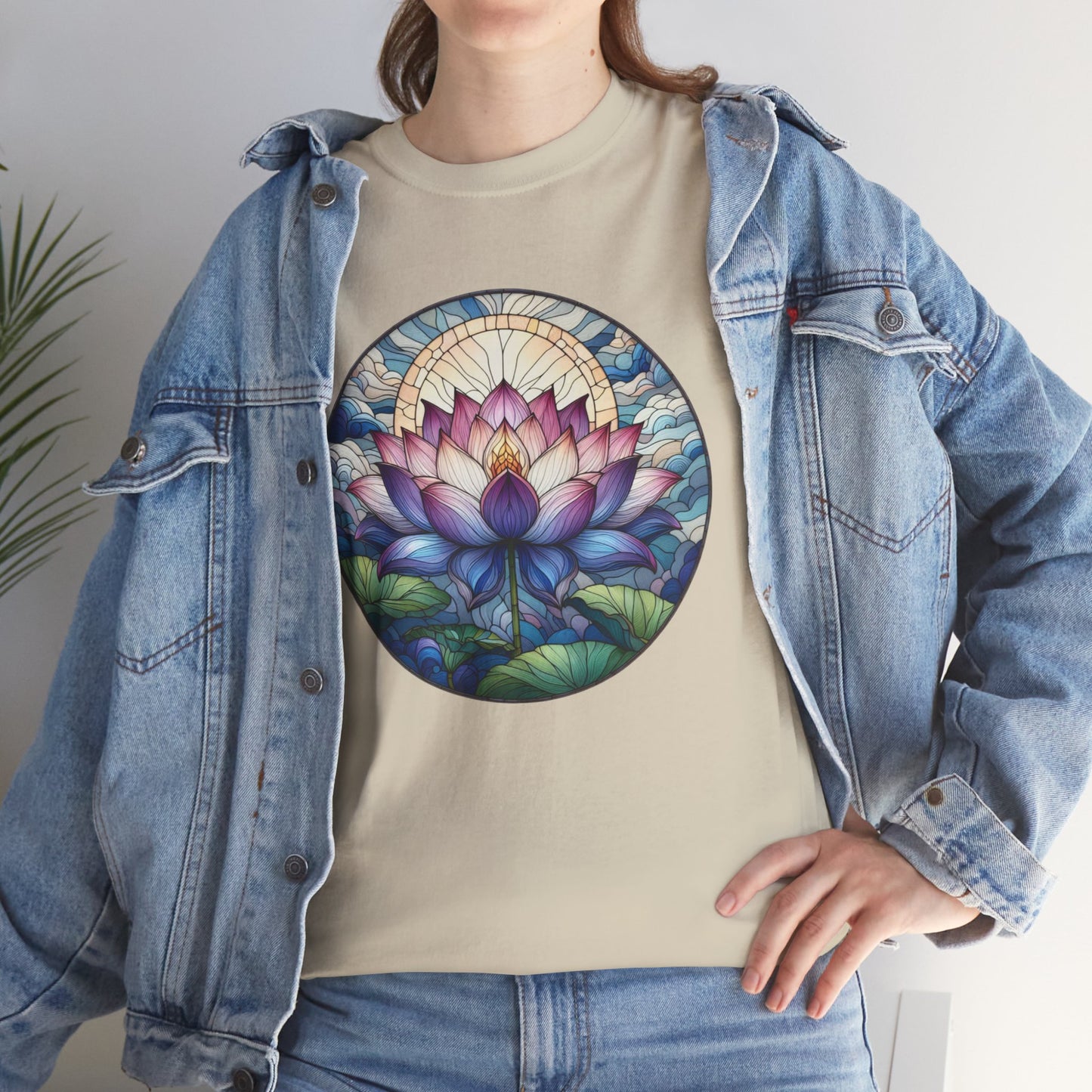 Stained Glass Lotus Flower T-Shirt - Zen Spiritual Graphic Tee - Boho Botanical Art Shirt