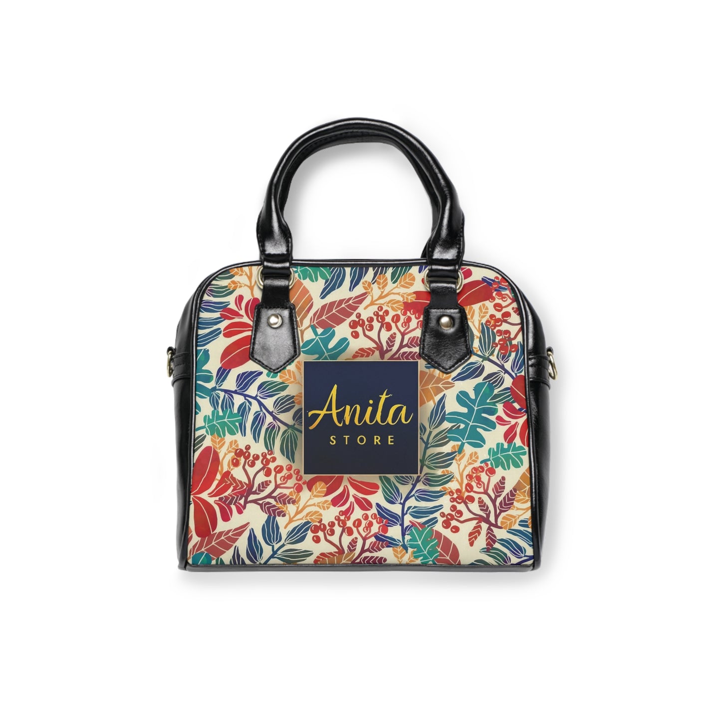 Vibrant Autumn Botanical Shoulder Bag Designed by Anita Store | Elegant Colorful Leaf Pattern Handbag, Premium Aesthetic Satchel Purse, Luxury Nature Lover Gift