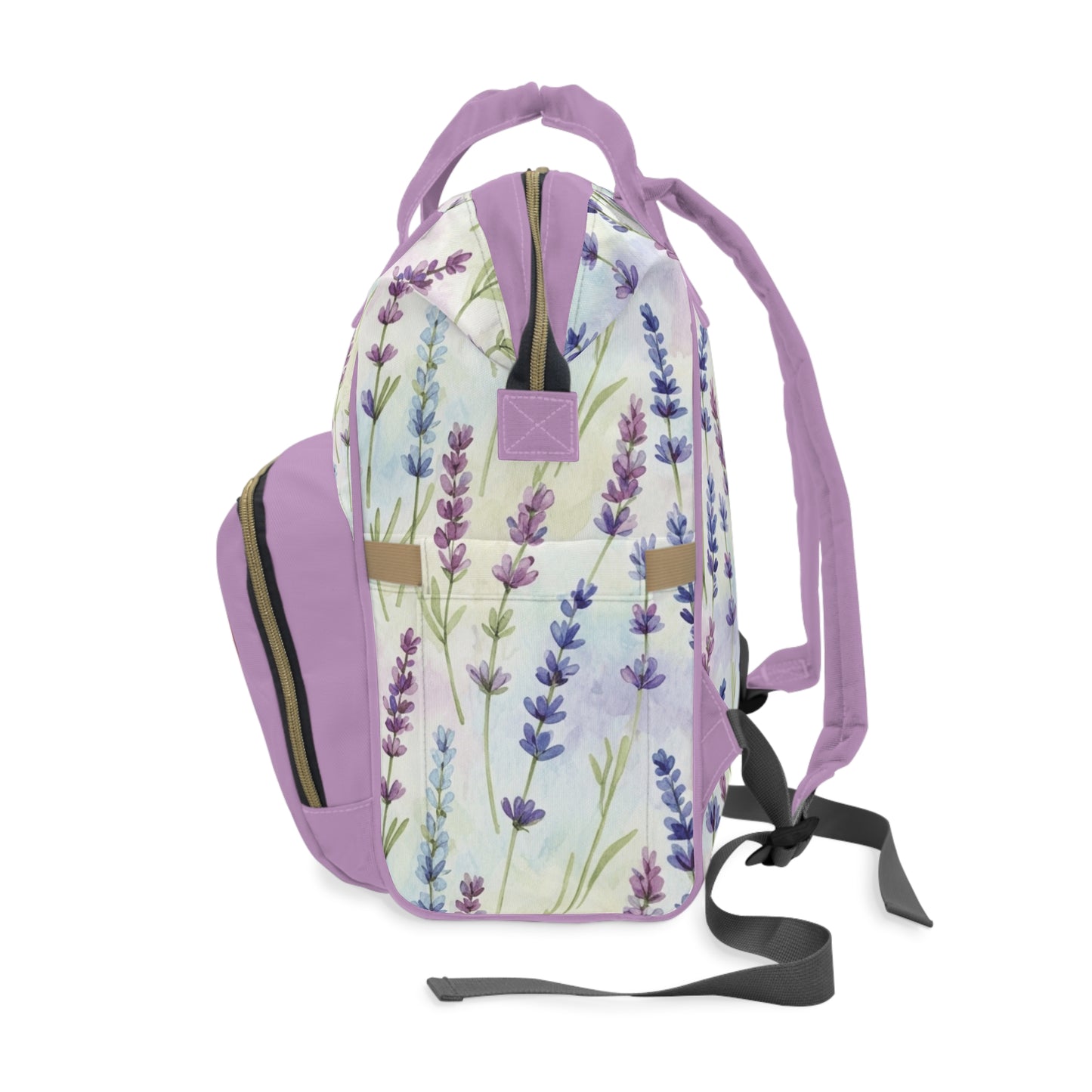 Coquette Lavender Floral Diaper Bag Backpack with Ribbon & Pearls Accent