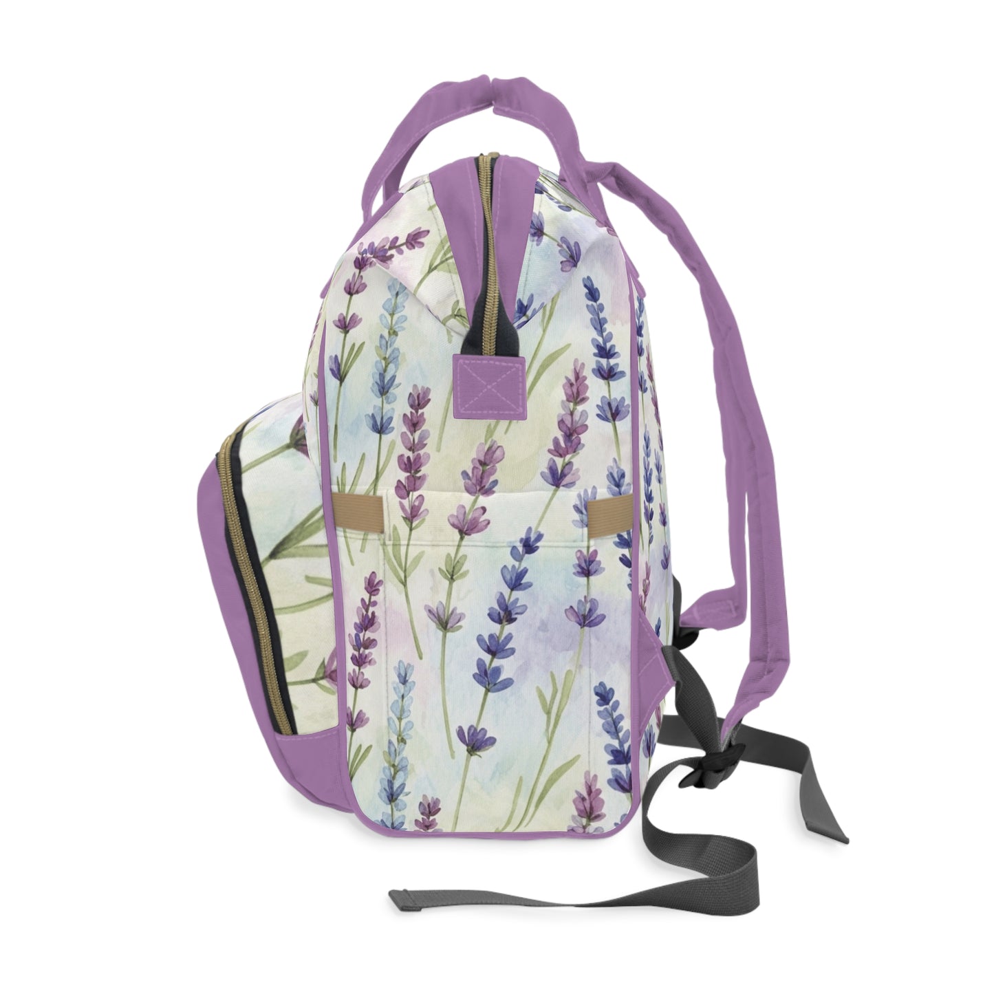 Lavender Bow Diaper Backpack — Floral Multifunctional Baby Bag