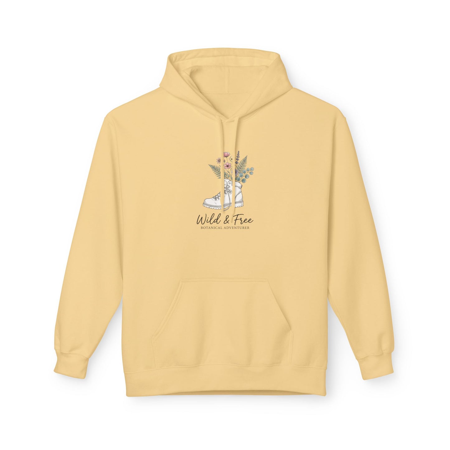 Wild & Free Botanical Hiking Hoodie - Vintage Mountain Flower Sweatshirt - Aesthetic Nature Lover Gift - Outdoorsy Coquette Apparel
