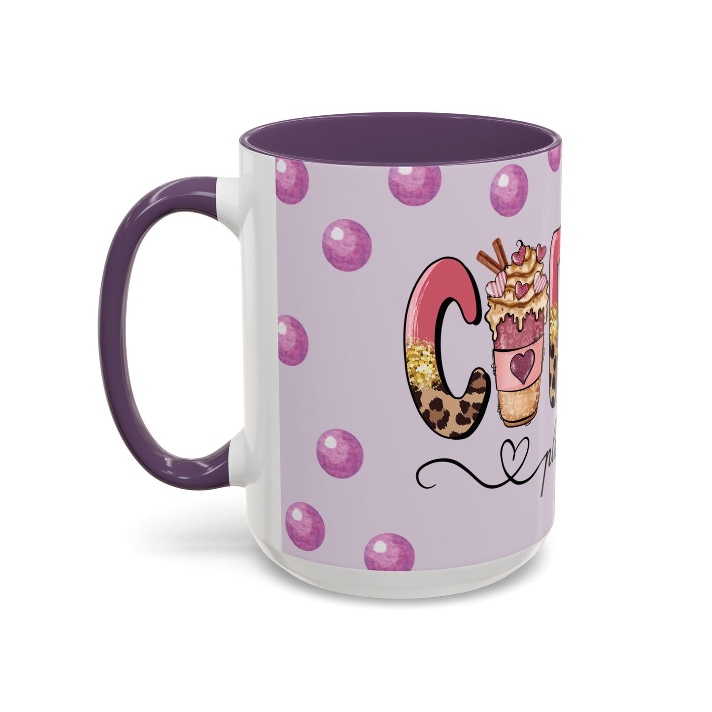 Coffee Mug - "Coffee Please" Pink Leopard Accent Ceramic Mug (11/15 oz)