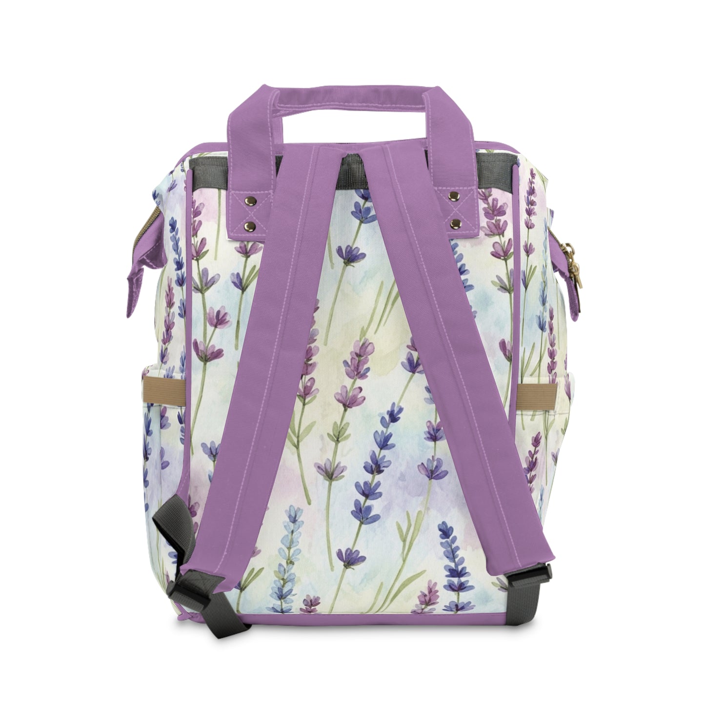 Lavender Bow Diaper Backpack — Floral Multifunctional Baby Bag