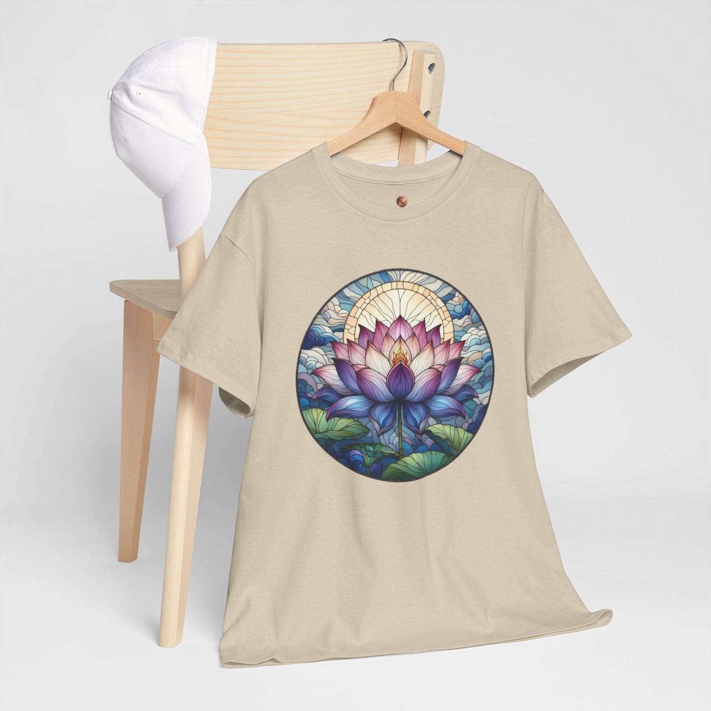 Stained Glass Lotus Flower T-Shirt - Zen Spiritual Graphic Tee - Boho Botanical Art Shirt