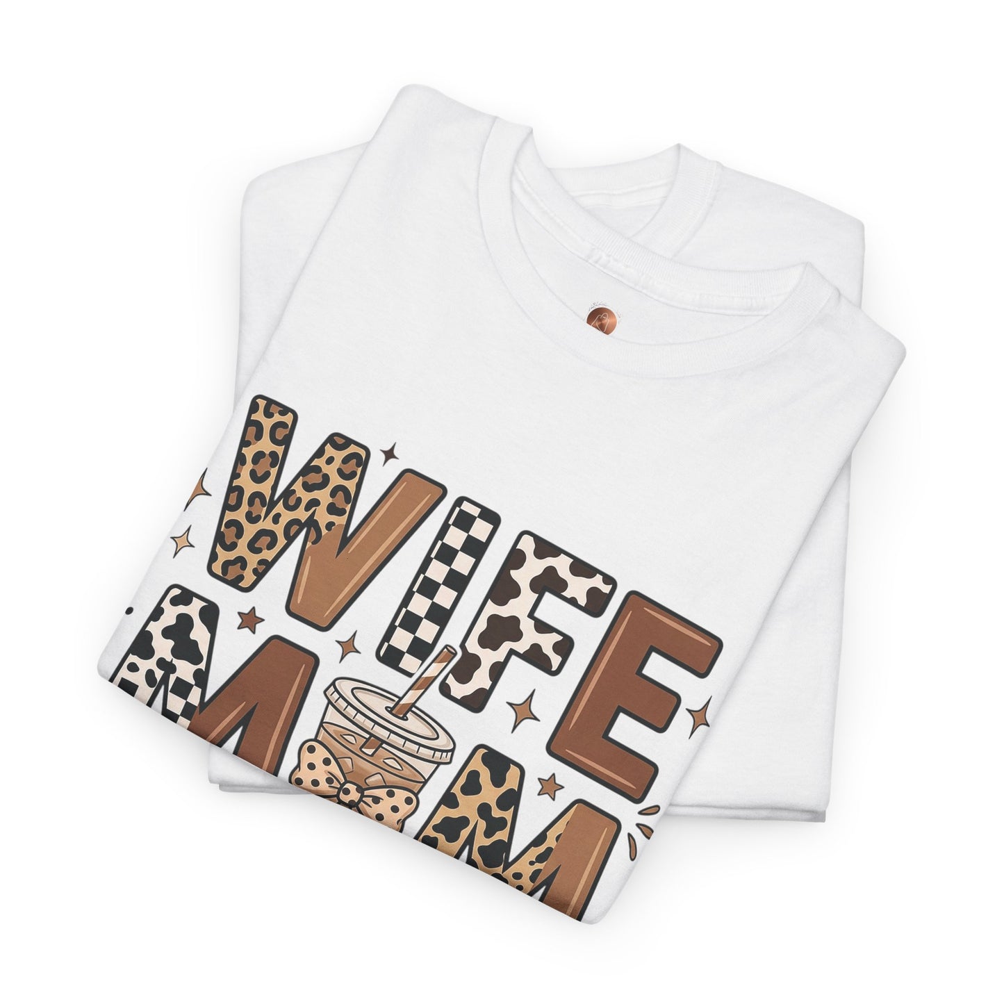 Wife Mom Boss Coffee Shirt - Retro Leopard Print Aesthetic Tee - Vintage Motherhood Gift Top