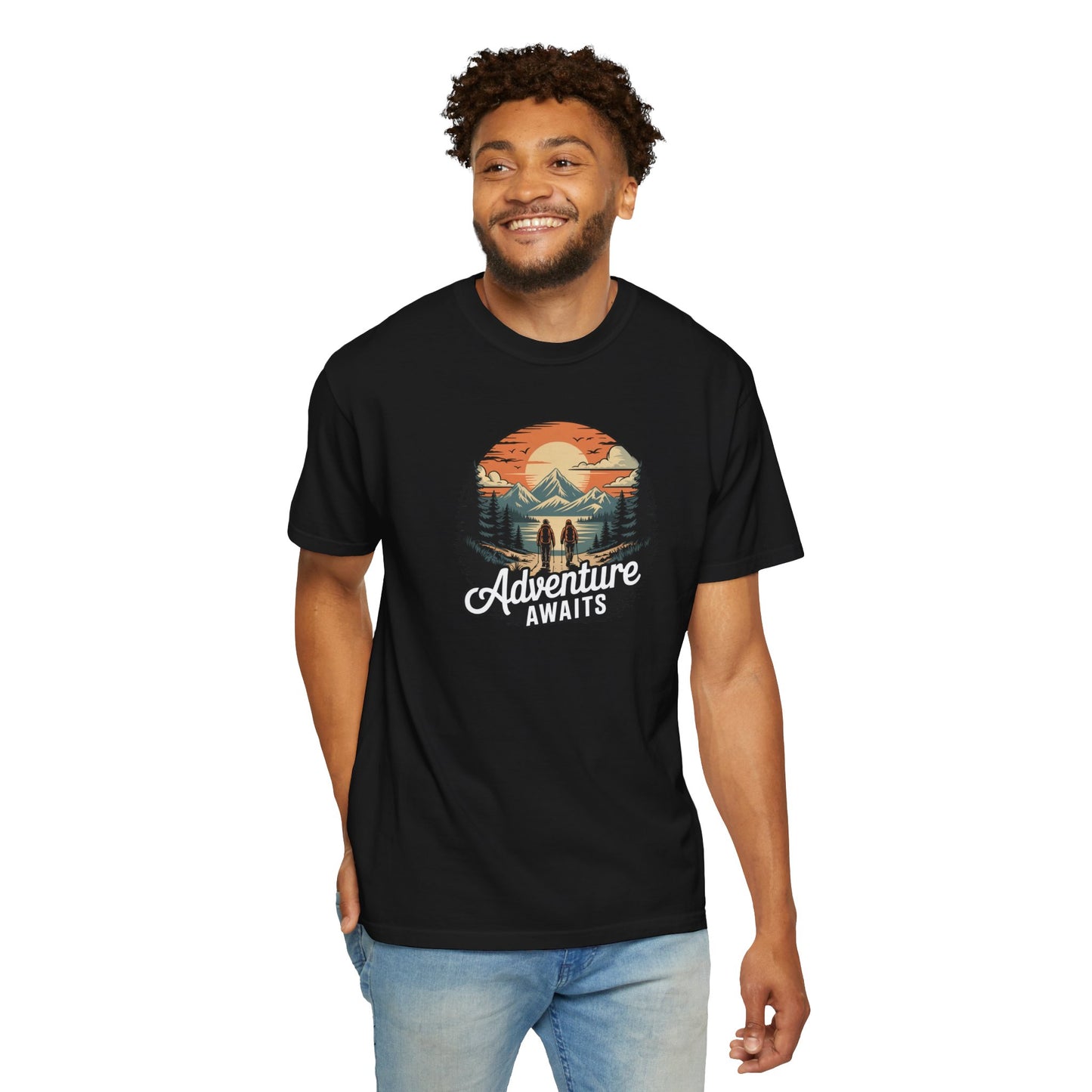 Adventure Awaits T-Shirt — Vintage Mountain Camping Graphic Tee