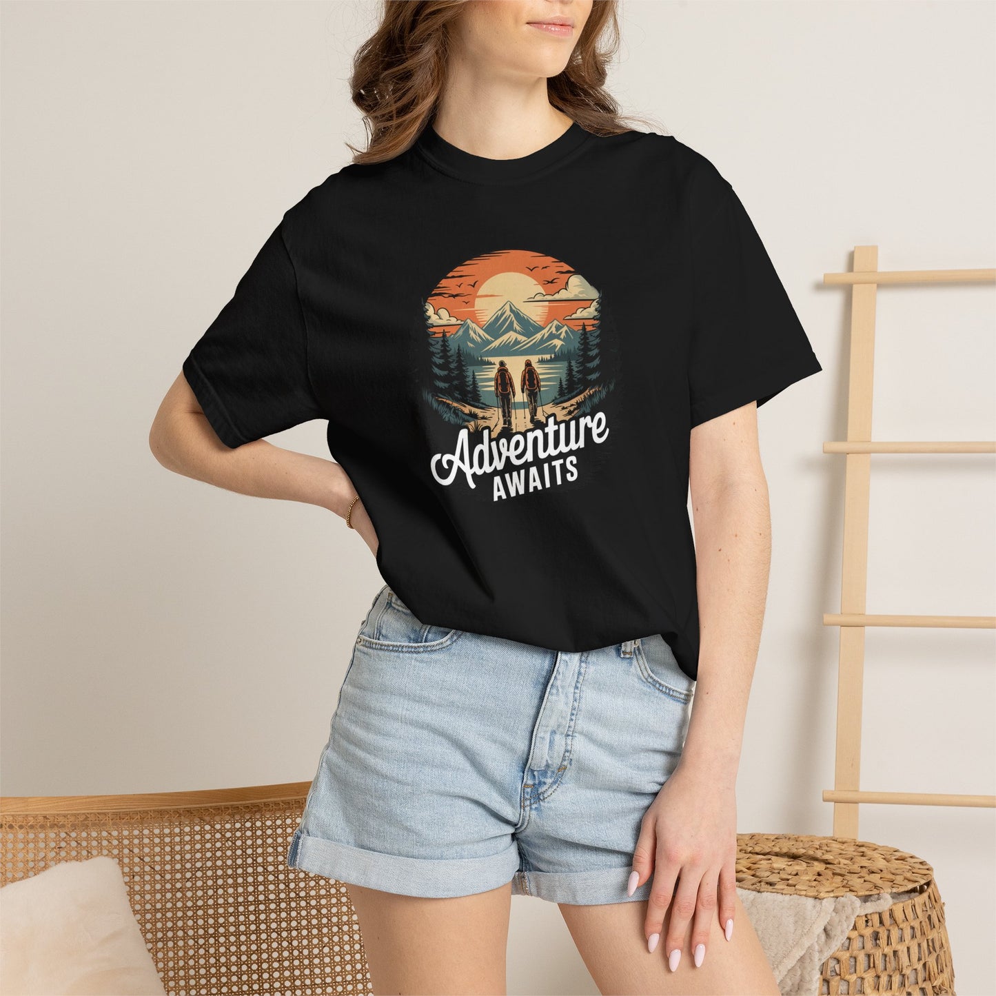 Adventure Awaits T-Shirt — Vintage Mountain Camping Graphic Tee