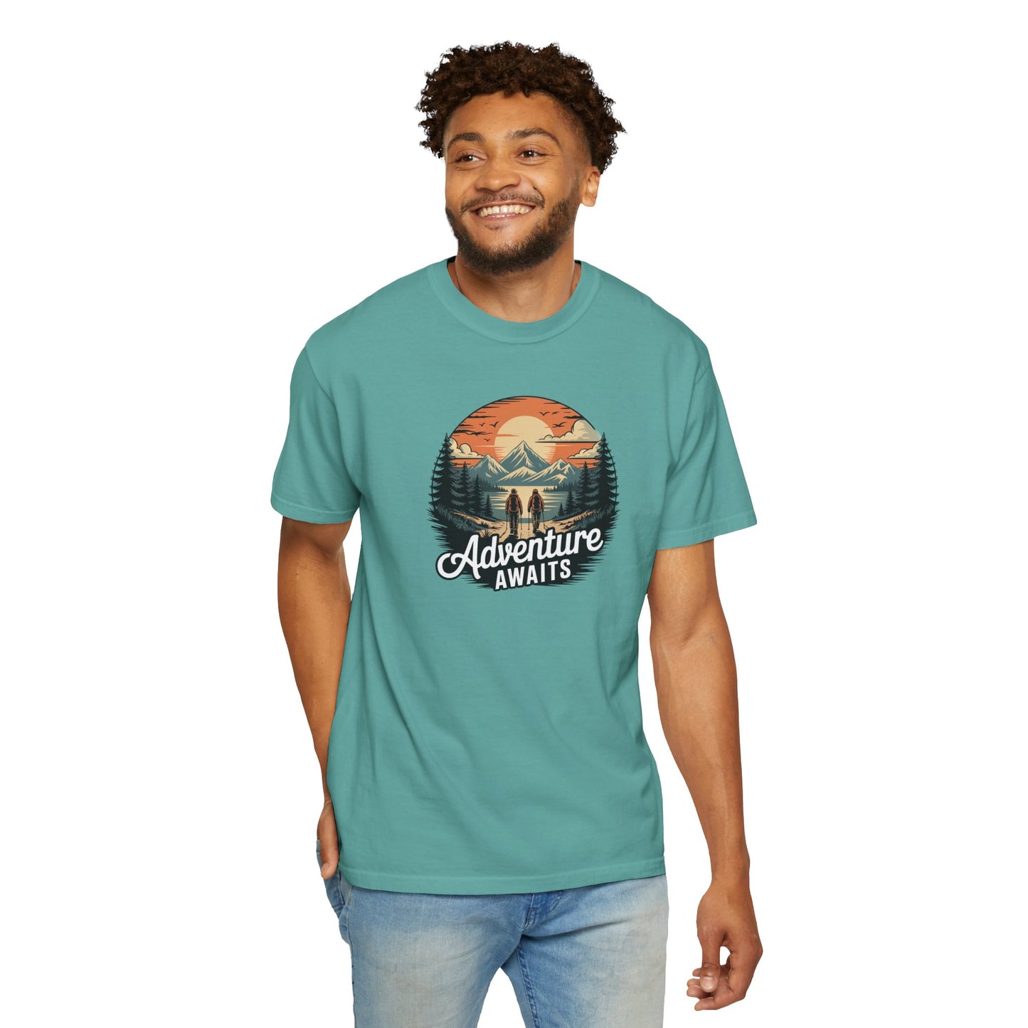 Adventure Awaits T-Shirt — Vintage Mountain Camping Graphic Tee