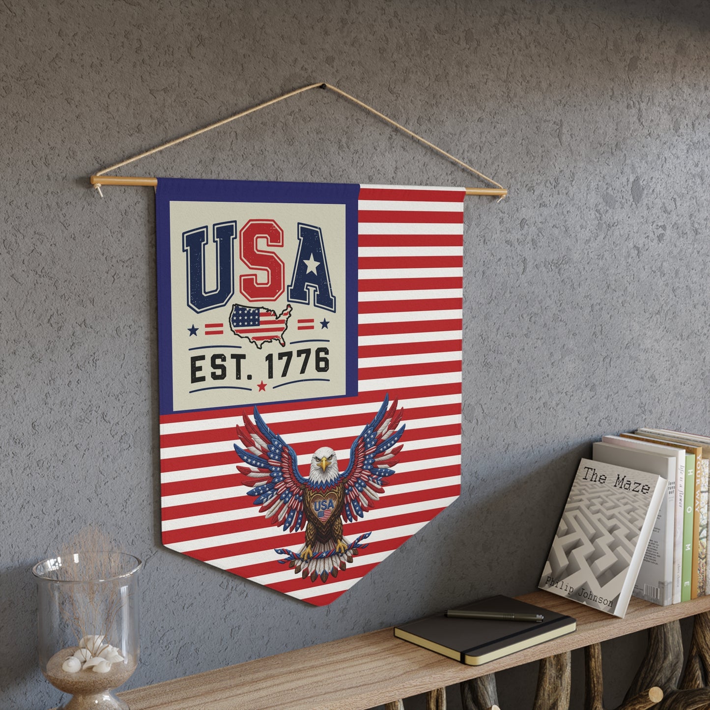 USA Est. 1776 Patriotic Pennant Wall Banner