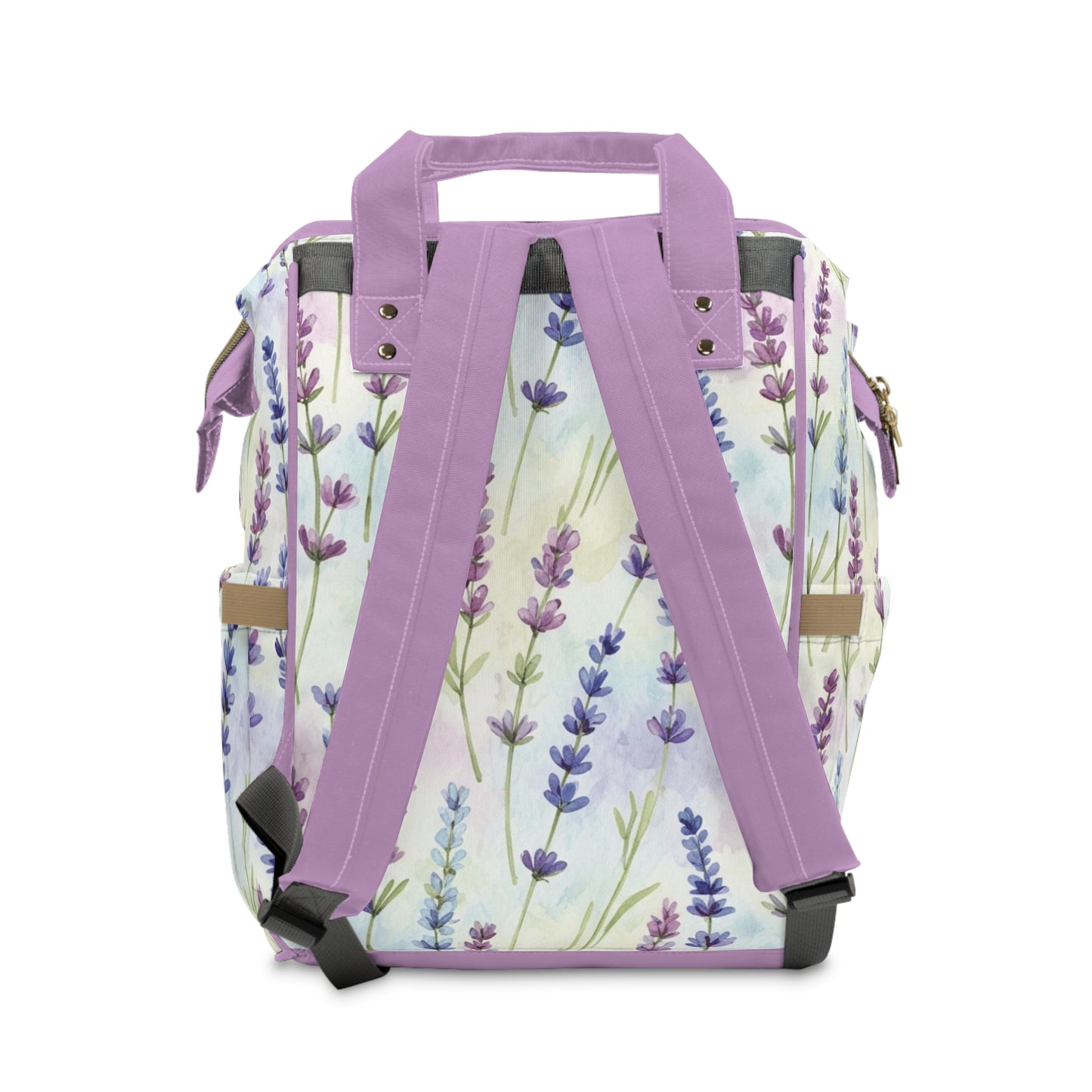Coquette Lavender Floral Diaper Bag Backpack with Ribbon & Pearls Accent