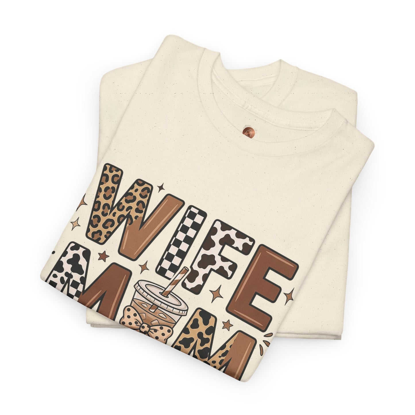 Wife Mom Boss Coffee Shirt - Retro Leopard Print Aesthetic Tee - Vintage Motherhood Gift Top