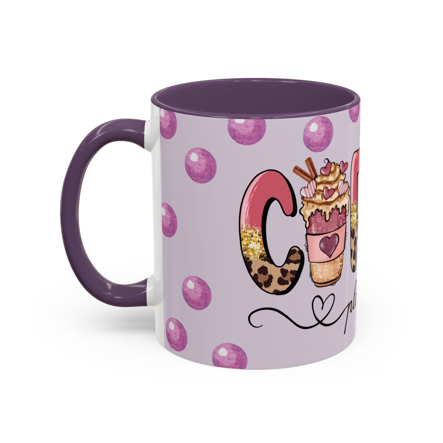 Coffee Mug - "Coffee Please" Pink Leopard Accent Ceramic Mug (11/15 oz)