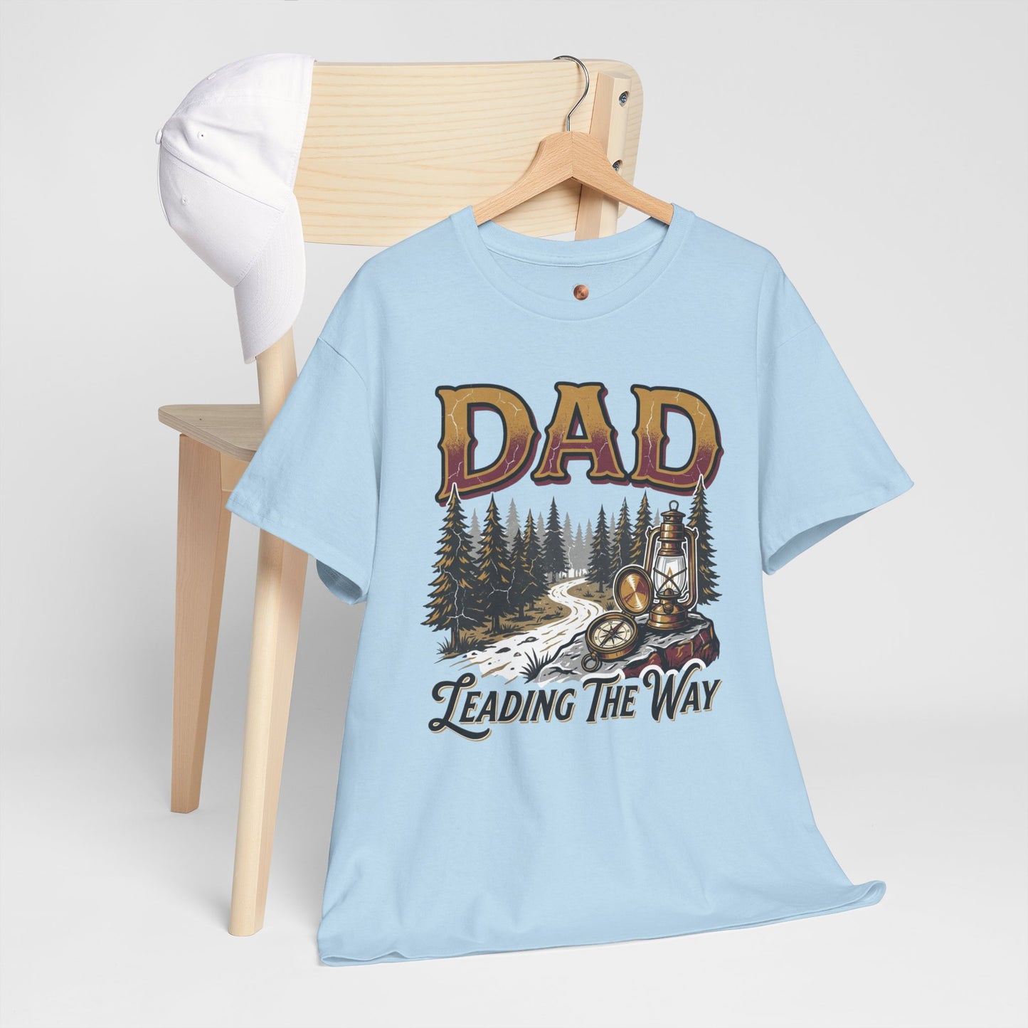 Dad Leading The Way T-Shirt - Vintage Hiking Father's Day Gift, Retro Mountain Adventure Tee for Outdoorsy Dads, Nature Trail Graphic Shirt