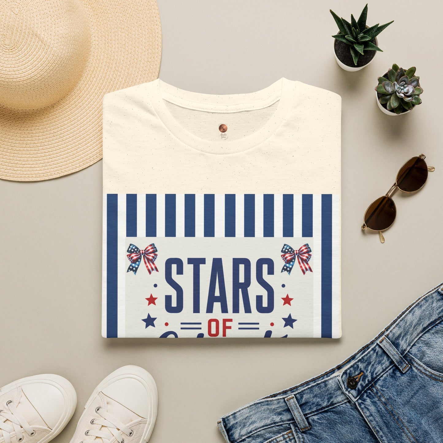 Patriotic Coquette Bow Shirt • Stars of Liberty T-Shirt • Aesthetic Americana Bow Tee • Cute 4th of July Coquette Shirt • Vintage USA Flag Premium Unisex Tee
