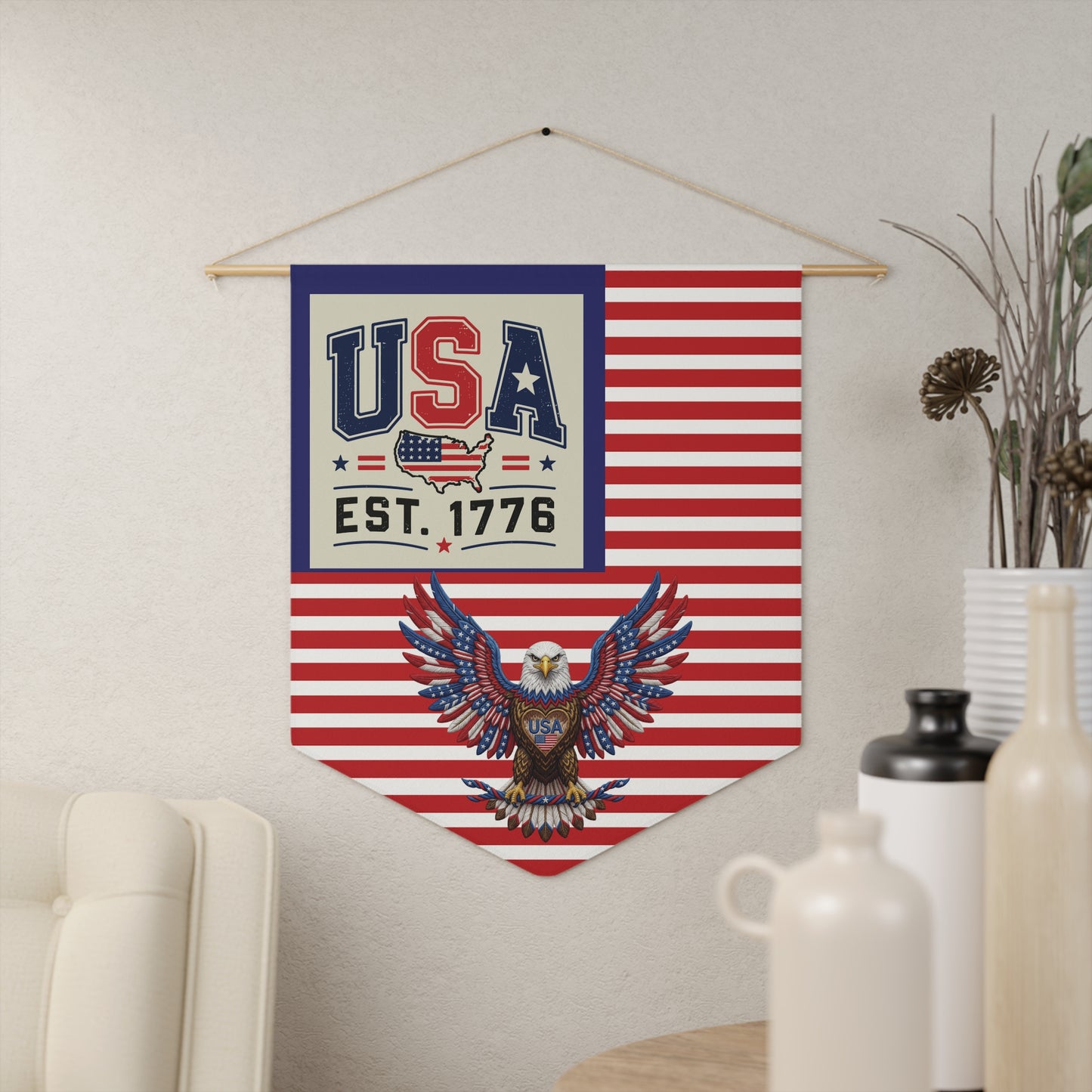 USA Est. 1776 Patriotic Pennant Wall Banner