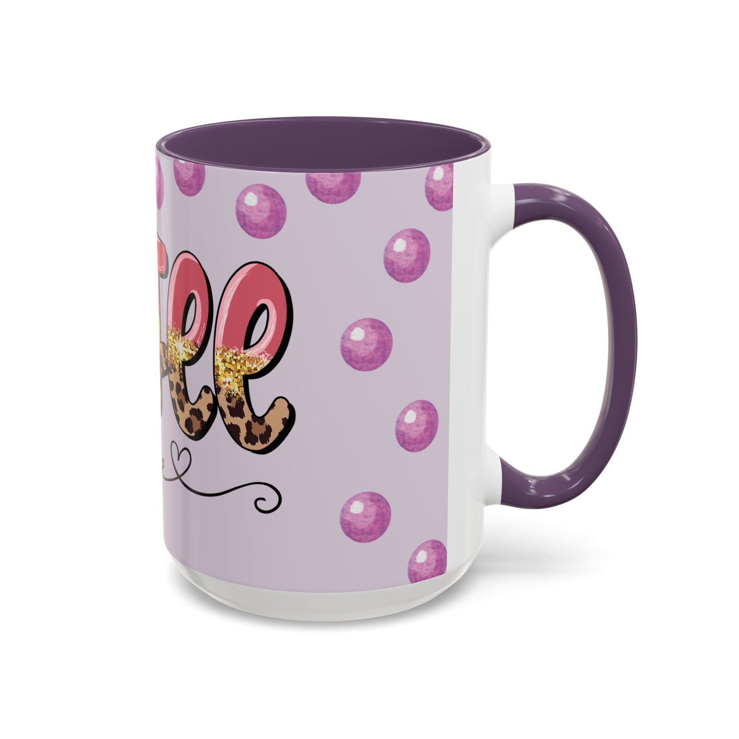 Coffee Mug - "Coffee Please" Pink Leopard Accent Ceramic Mug (11/15 oz)