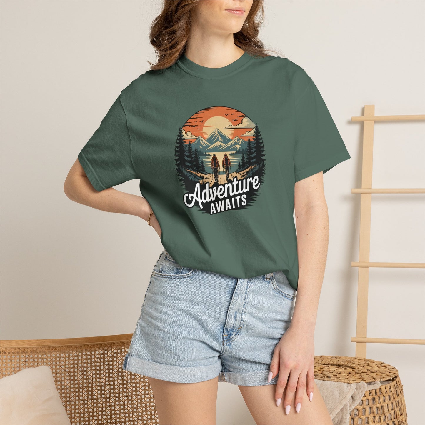 Adventure Awaits T-Shirt — Vintage Mountain Camping Graphic Tee