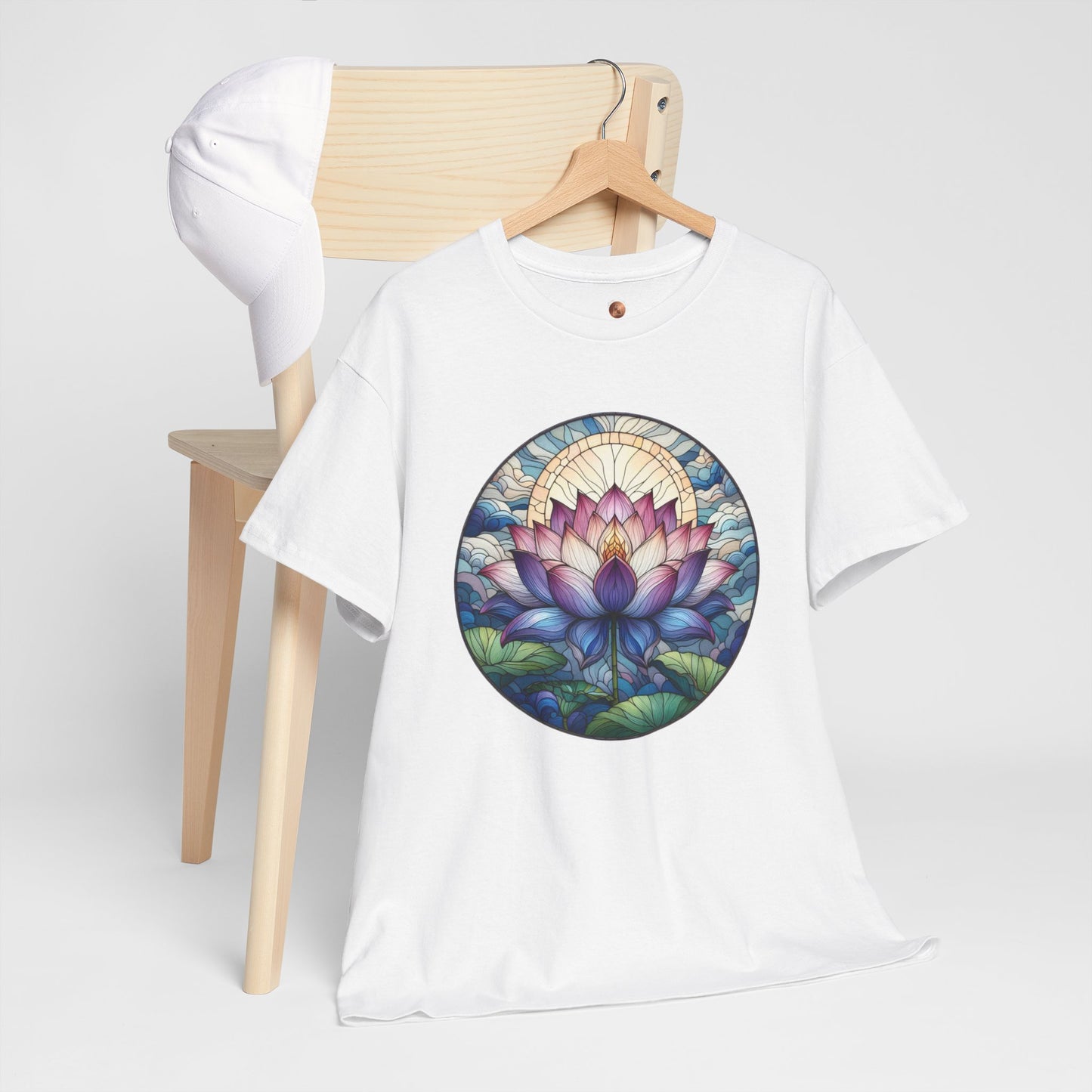 Stained Glass Lotus Flower T-Shirt - Zen Spiritual Graphic Tee - Boho Botanical Art Shirt