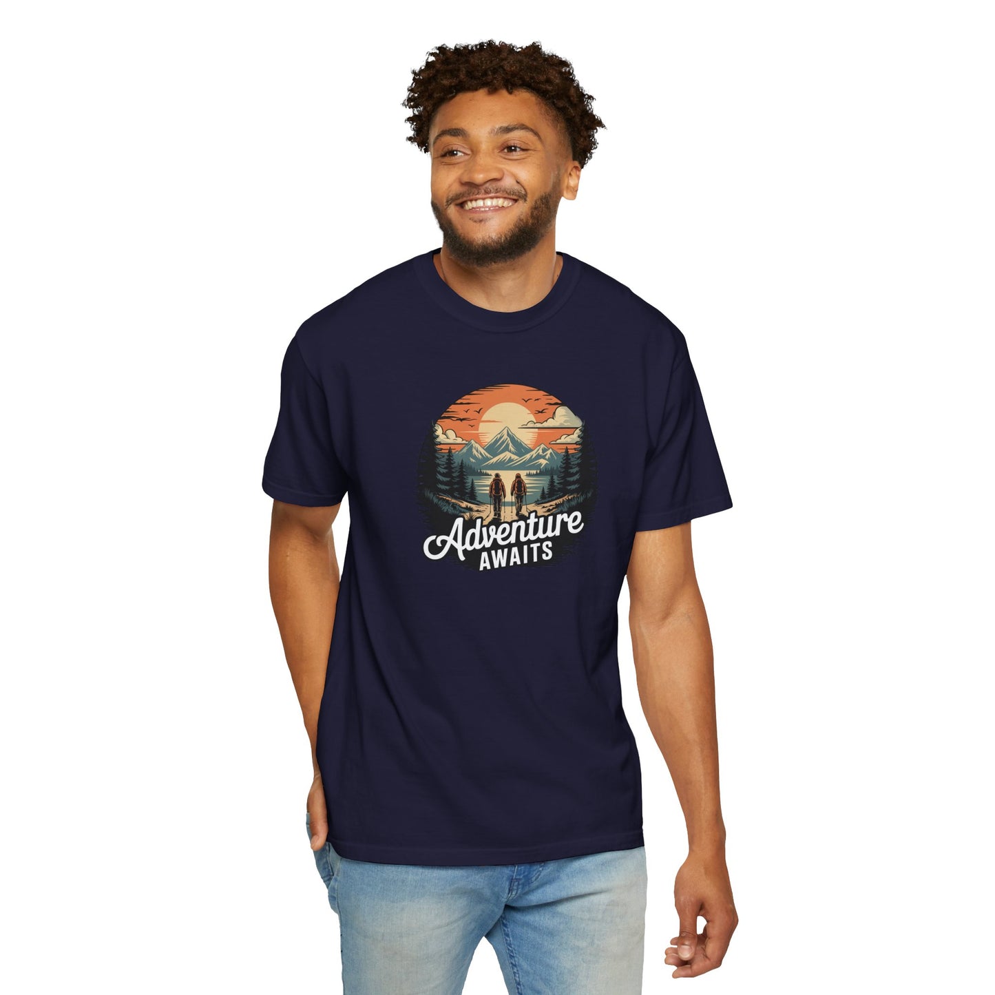 Adventure Awaits T-Shirt — Vintage Mountain Camping Graphic Tee