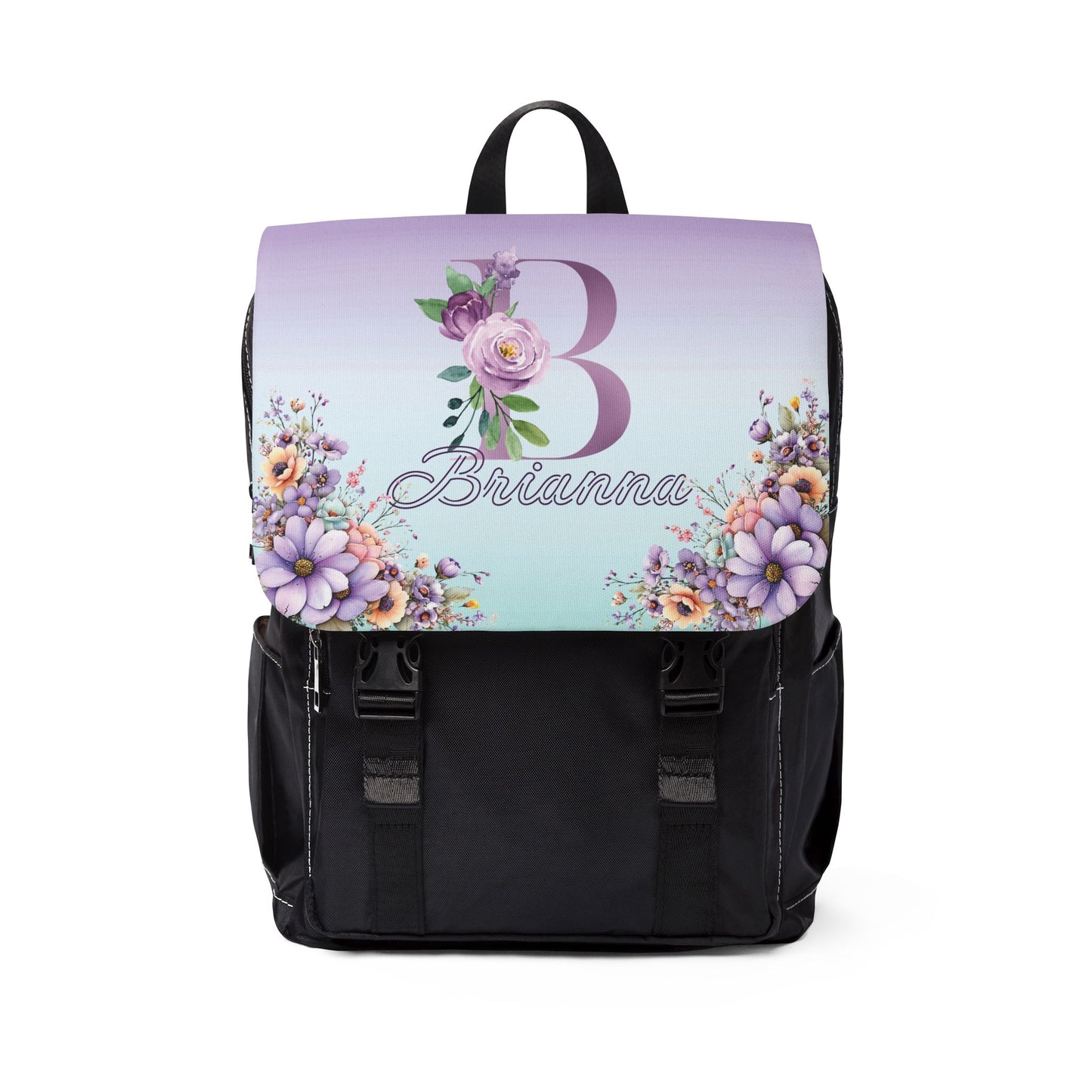Personalized Floral Monogram Backpack — "Brianna"