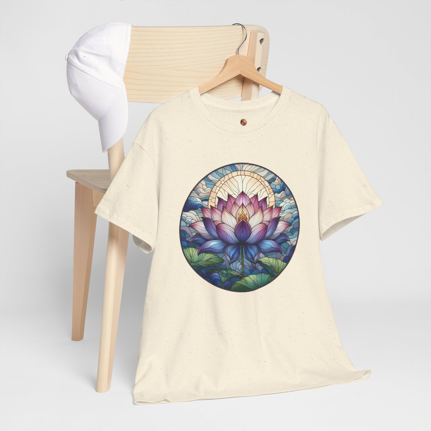 Stained Glass Lotus Flower T-Shirt - Zen Spiritual Graphic Tee - Boho Botanical Art Shirt