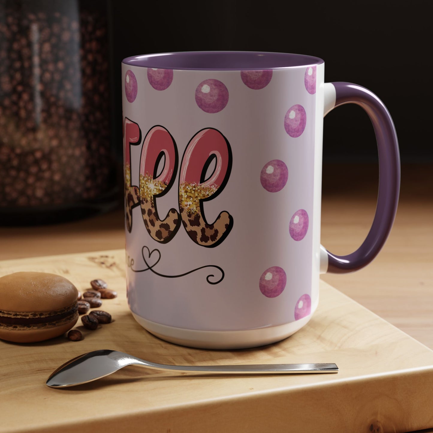 Coffee Mug - "Coffee Please" Pink Leopard Accent Ceramic Mug (11/15 oz)
