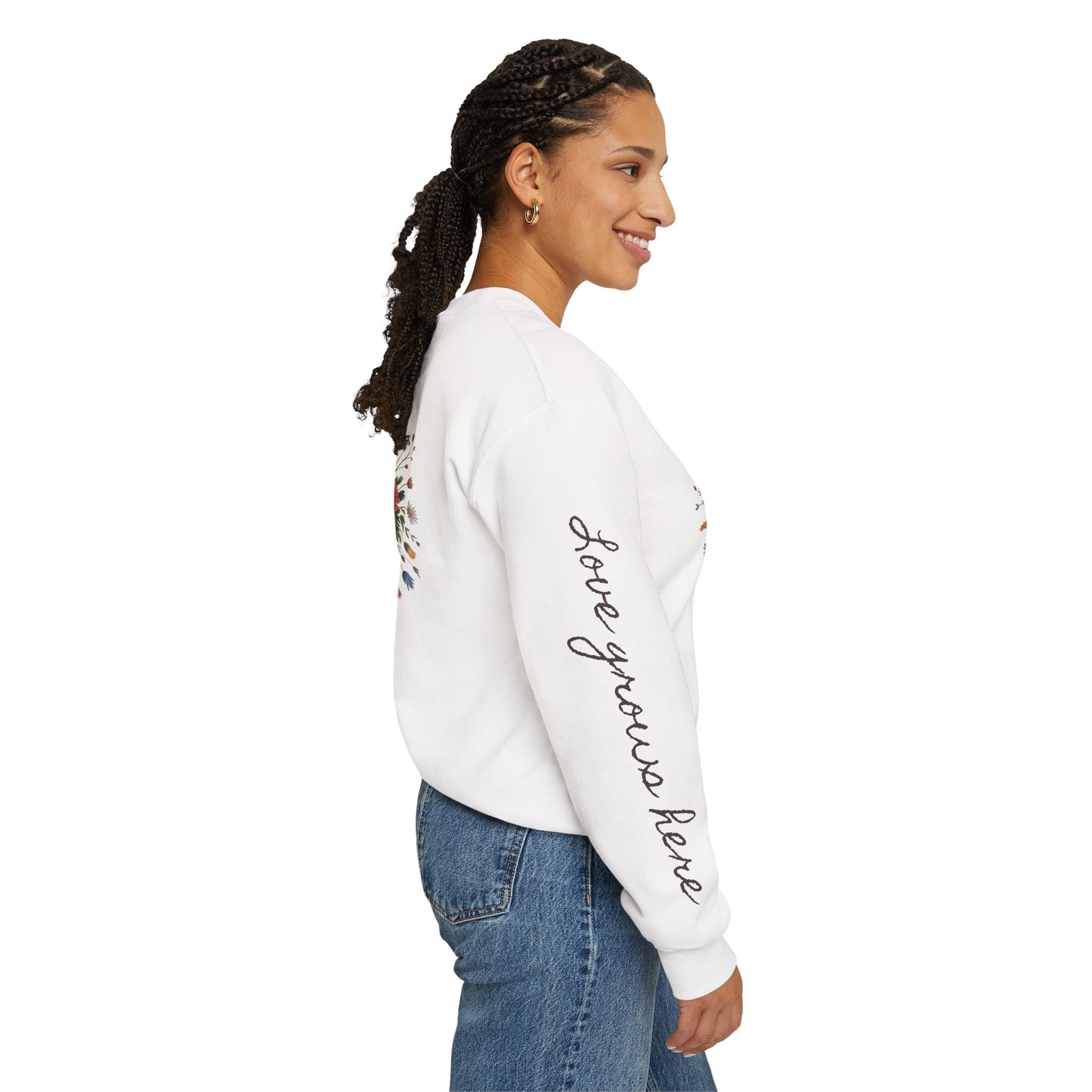 Love Grows Here Floral Crewneck Sweatshirt