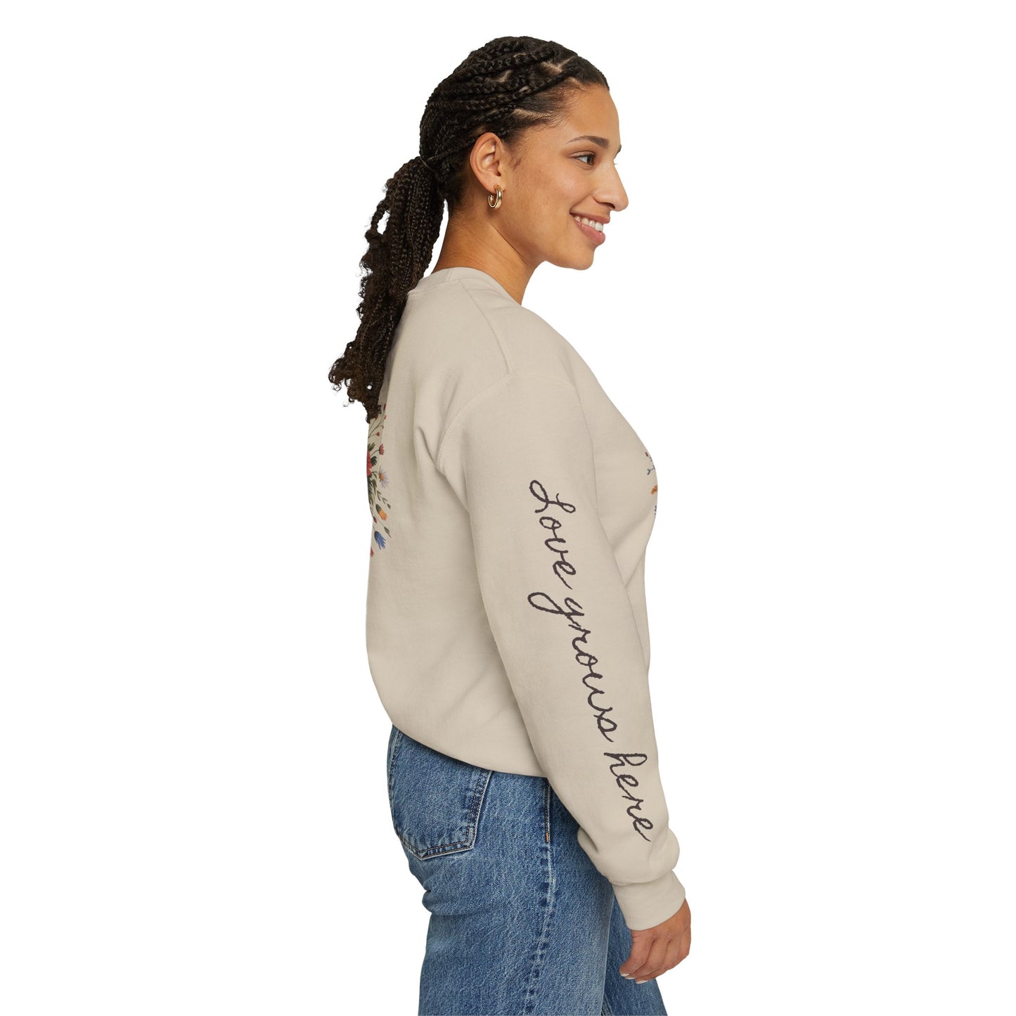 Love Grows Here Floral Crewneck Sweatshirt