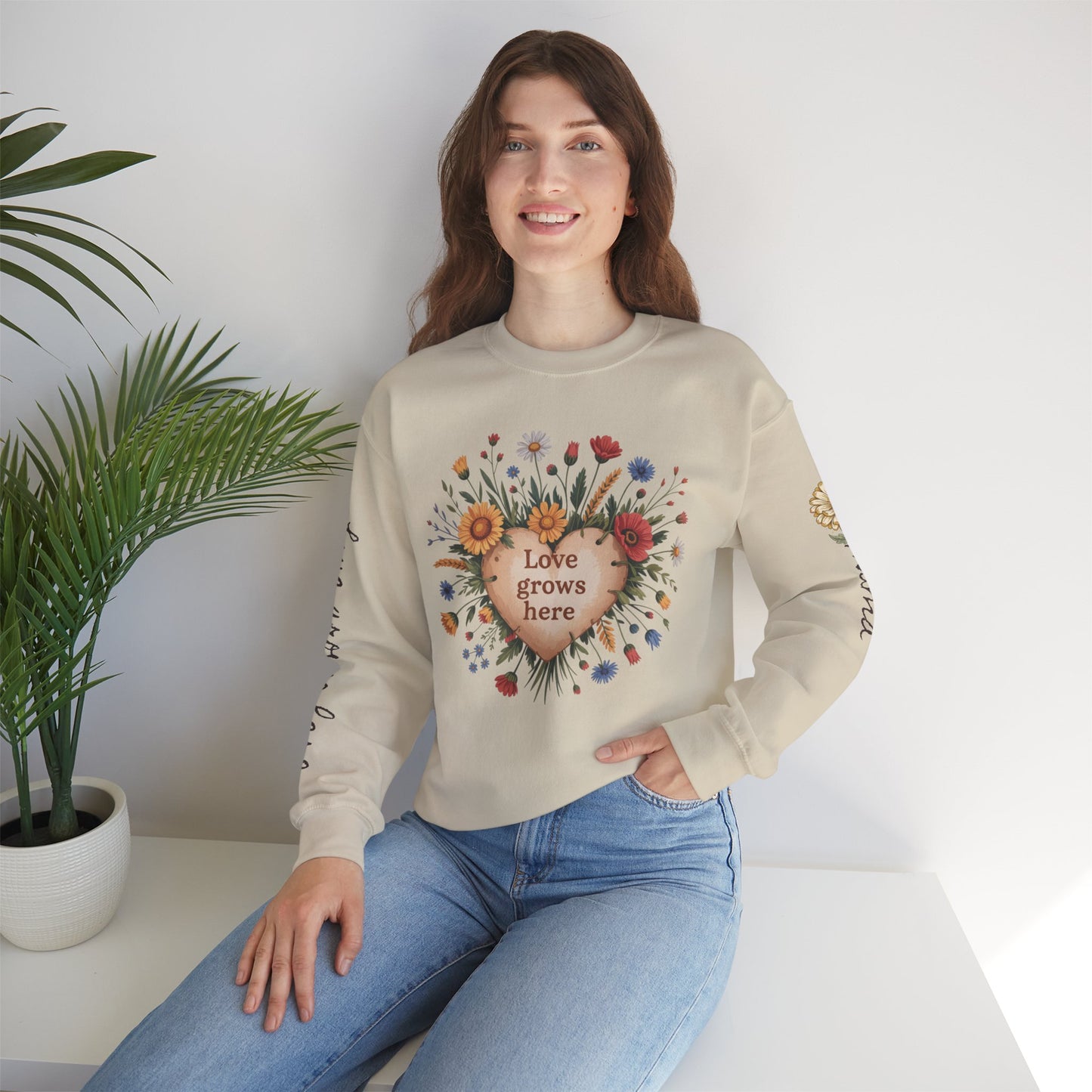 Love Grows Here Floral Crewneck Sweatshirt
