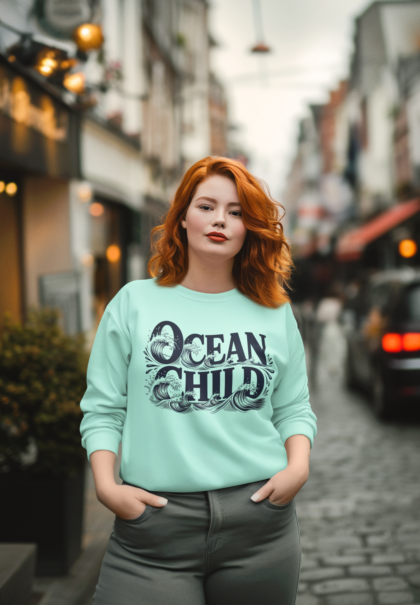Ocean Child Retro Sweatshirt - Vintage Wave Graphic Crewneck - Aesthetic Surf Style Pullover