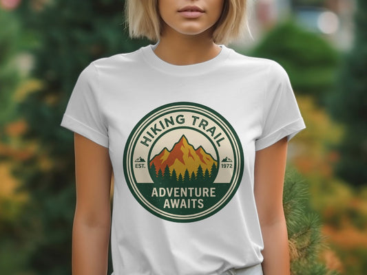 Hiking Trail Adventure Awaits T-Shirt - Vintage Mountain Graphic Tee for Outdoors