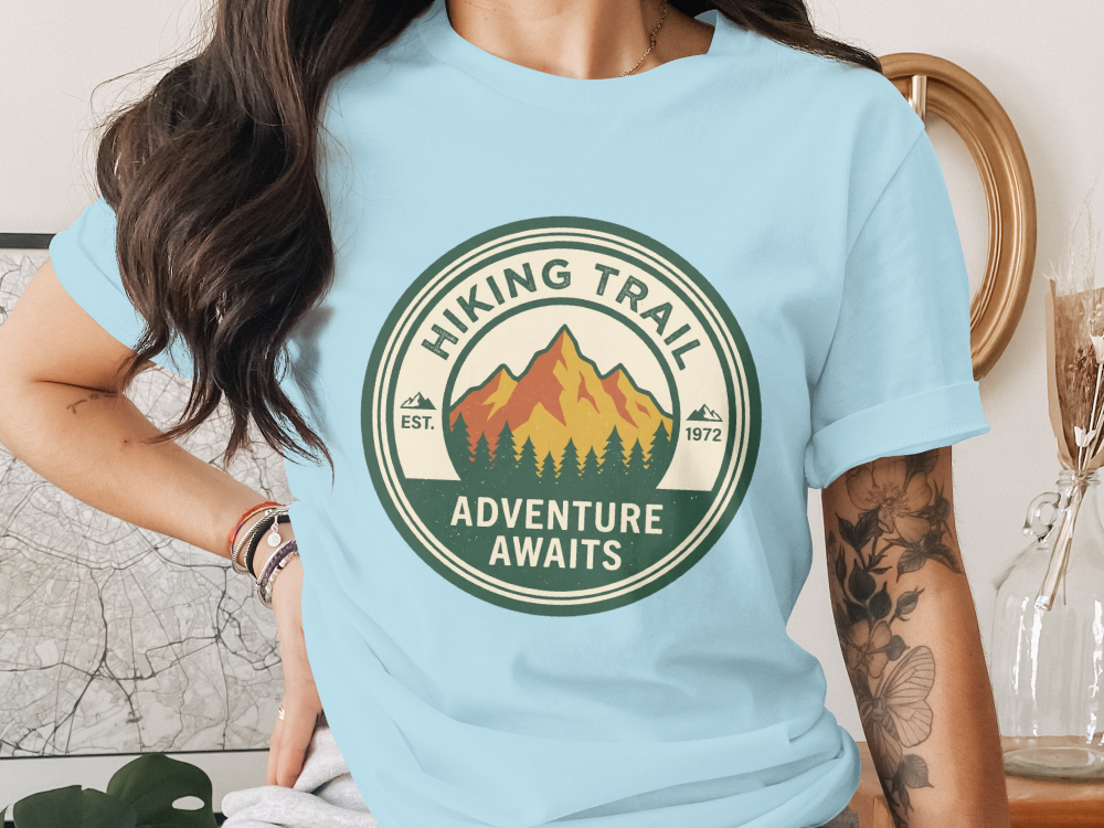 Hiking Trail Adventure Awaits T-Shirt - Vintage Mountain Graphic Tee for Outdoors