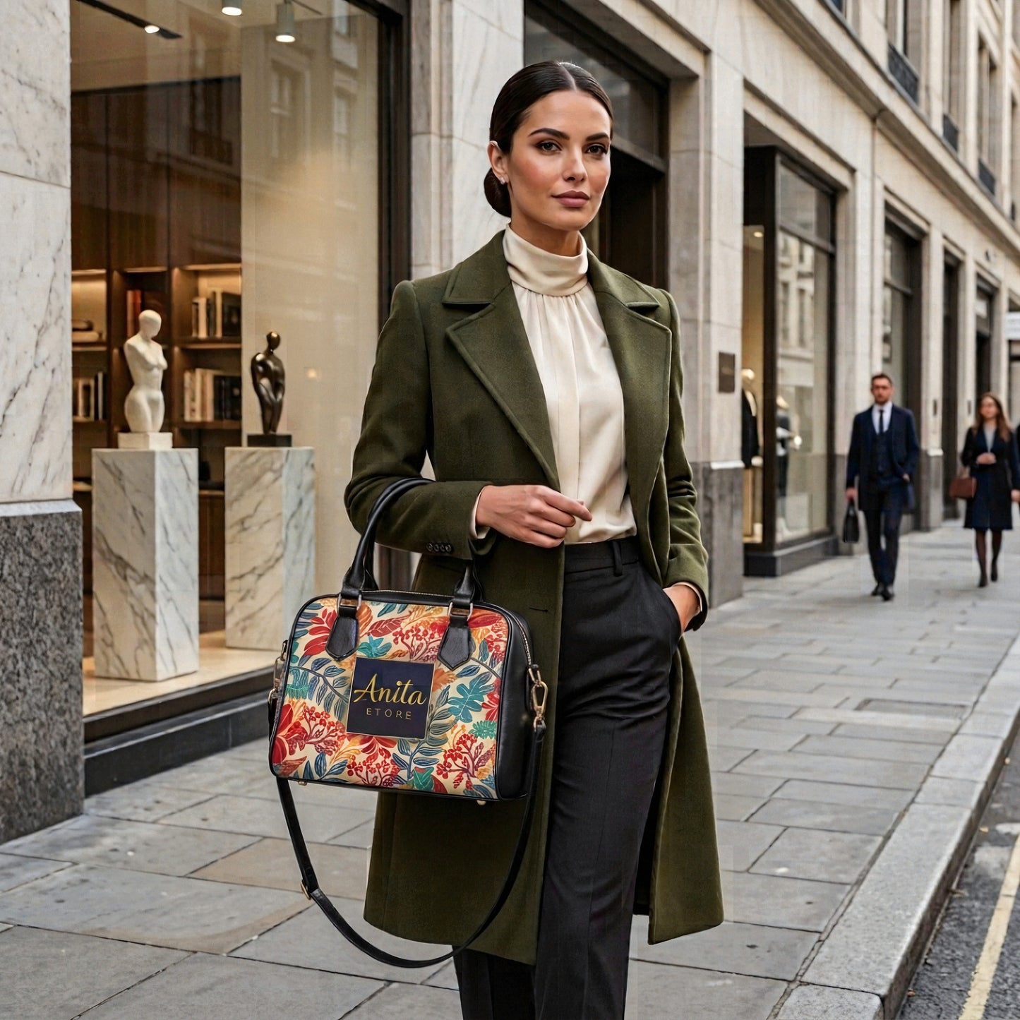 Vibrant Autumn Botanical Shoulder Bag Designed by Anita Store | Elegant Colorful Leaf Pattern Handbag, Premium Aesthetic Satchel Purse, Luxury Nature Lover Gift