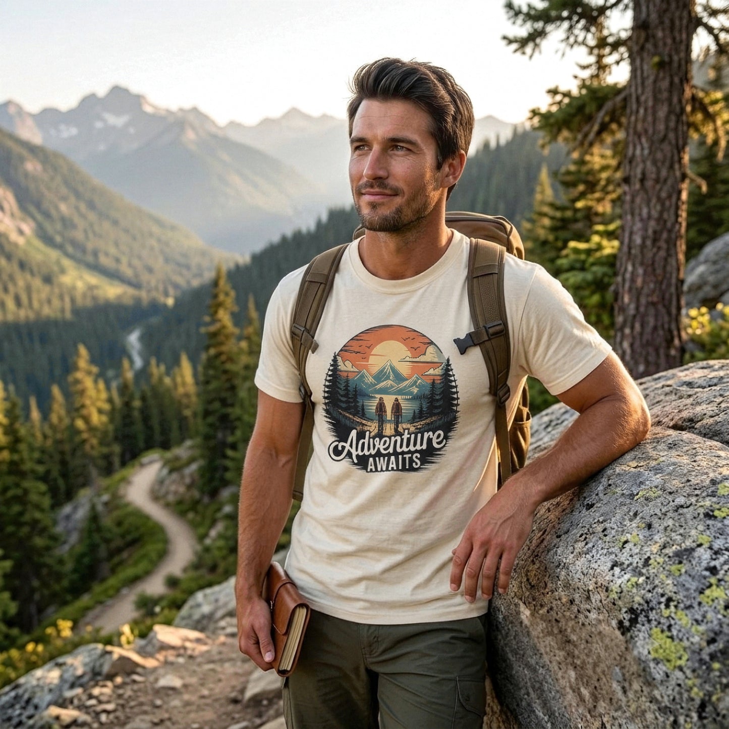 Adventure Awaits T-Shirt — Vintage Mountain Camping Graphic Tee