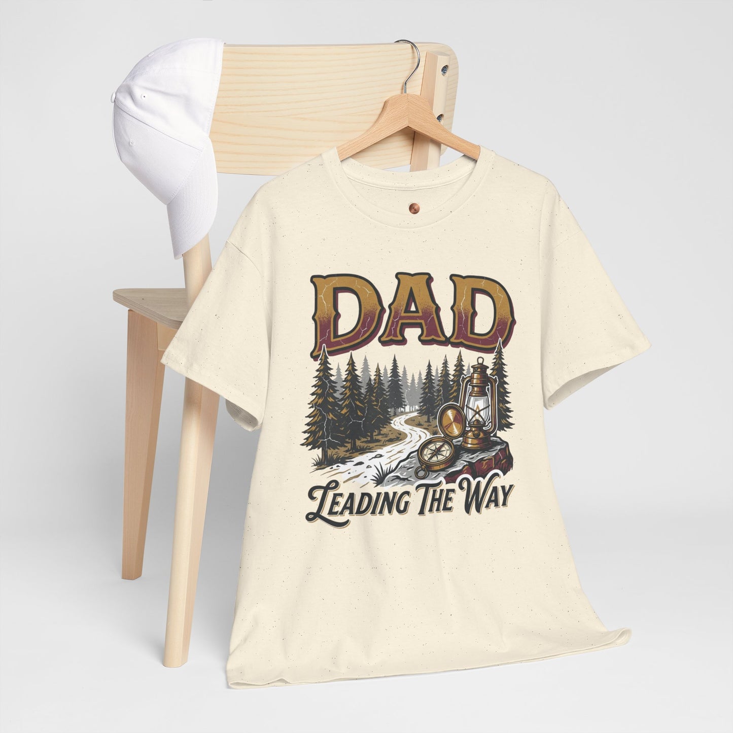 Dad Leading The Way T-Shirt - Vintage Hiking Father's Day Gift, Retro Mountain Adventure Tee for Outdoorsy Dads, Nature Trail Graphic Shirt