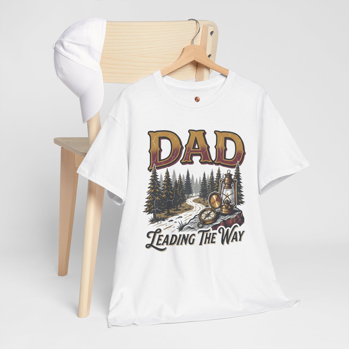 Dad Leading The Way T-Shirt - Vintage Hiking Father's Day Gift, Retro Mountain Adventure Tee for Outdoorsy Dads, Nature Trail Graphic Shirt