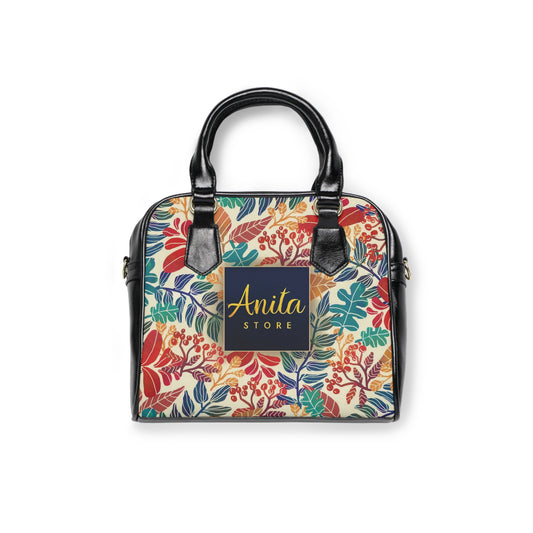 Vibrant Autumn Botanical Shoulder Bag Designed by Anita Store | Elegant Colorful Leaf Pattern Handbag, Premium Aesthetic Satchel Purse, Luxury Nature Lover Gift