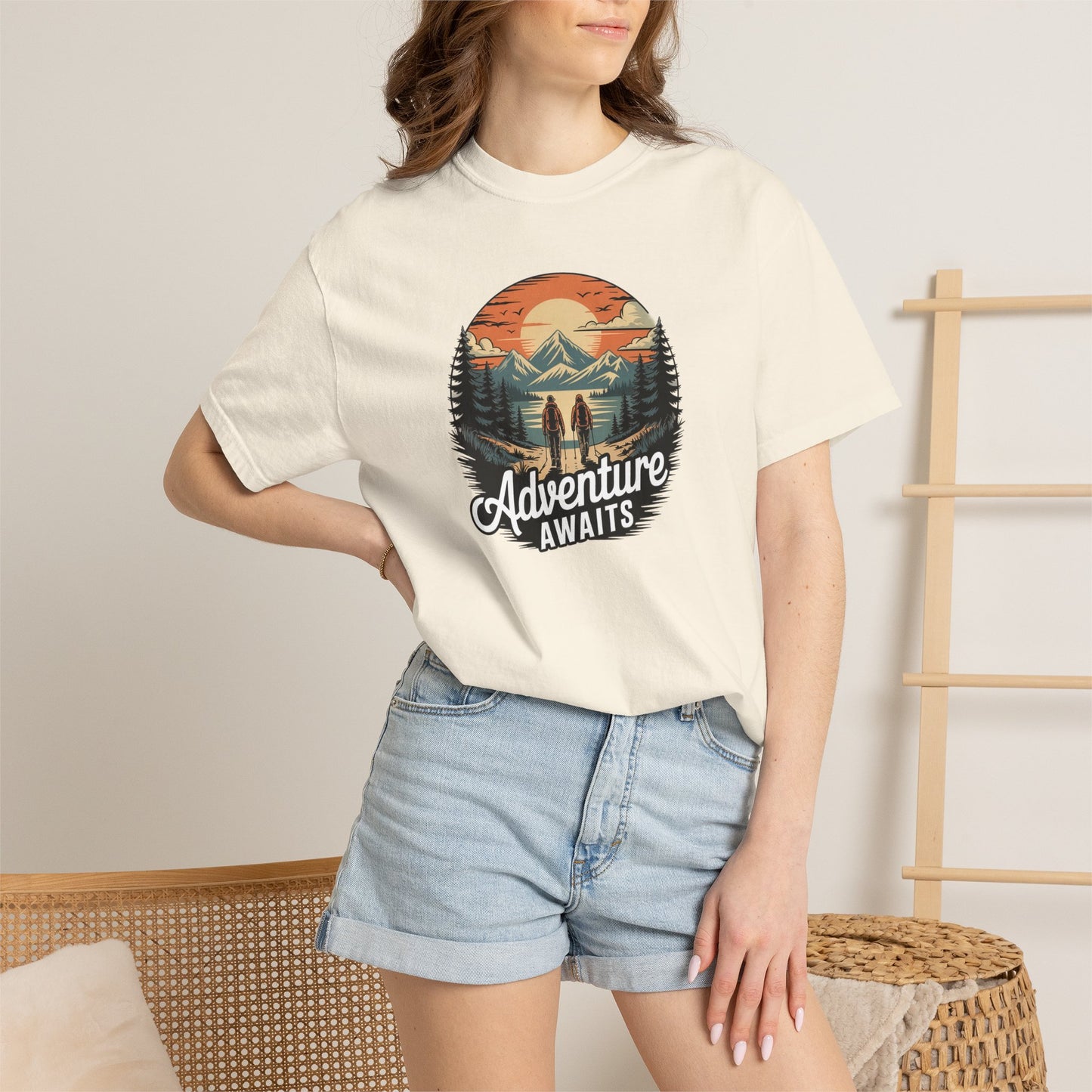 Adventure Awaits T-Shirt — Vintage Mountain Camping Graphic Tee