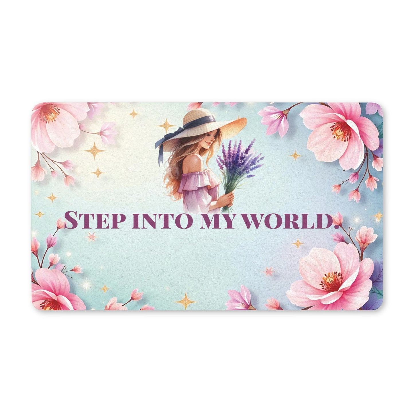 Coquette Aesthetic Area Rug - "Step Into My World" Floral Bedroom Mat