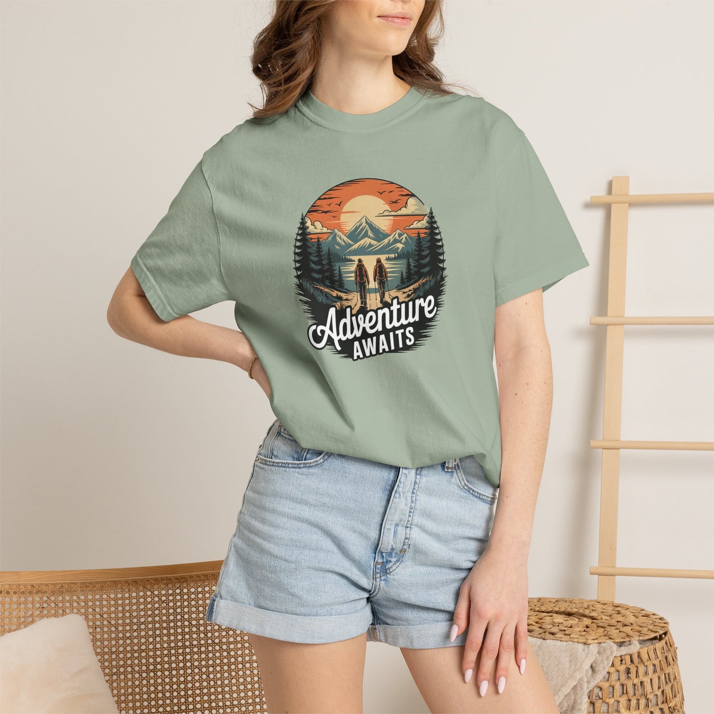 Adventure Awaits T-Shirt — Vintage Mountain Camping Graphic Tee