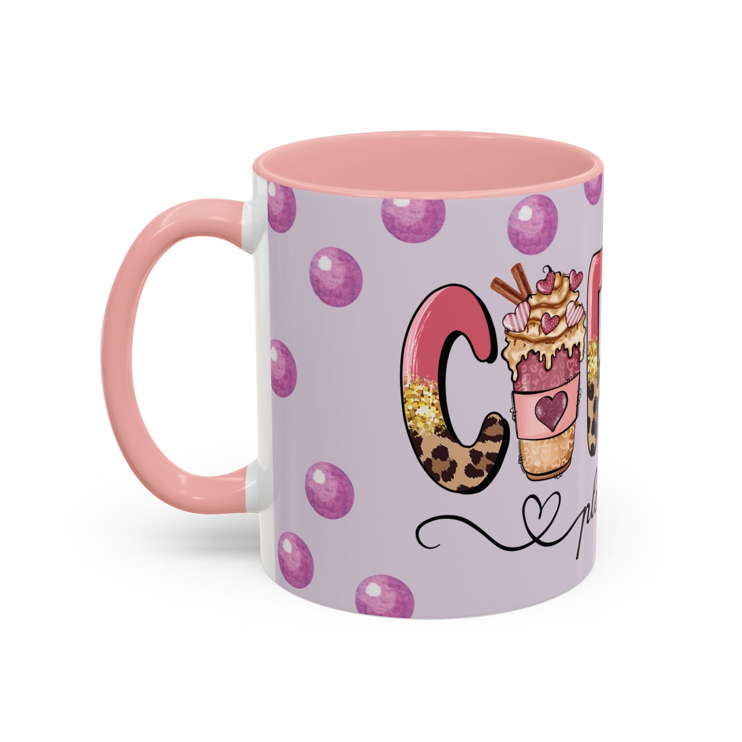 Coffee Mug - "Coffee Please" Pink Leopard Accent Ceramic Mug (11/15 oz)